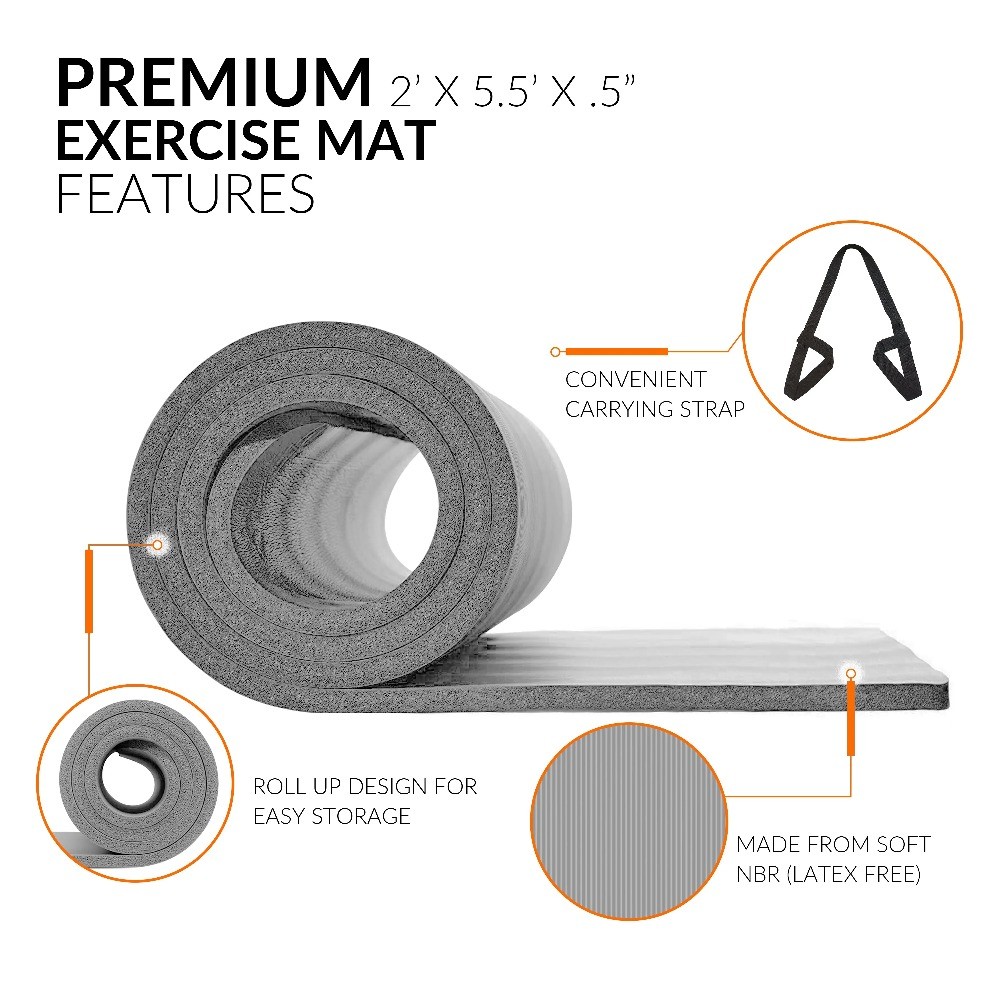High Density with Carry Strap for Yoga Gym Fitness Gray