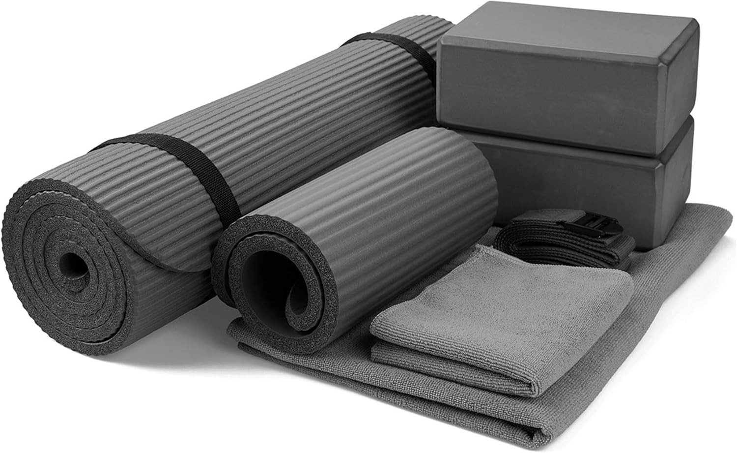 7-Piece Yoga Set with 71X24X0.5 Inches Extra Thick Mat and Carrying Sling – Incl