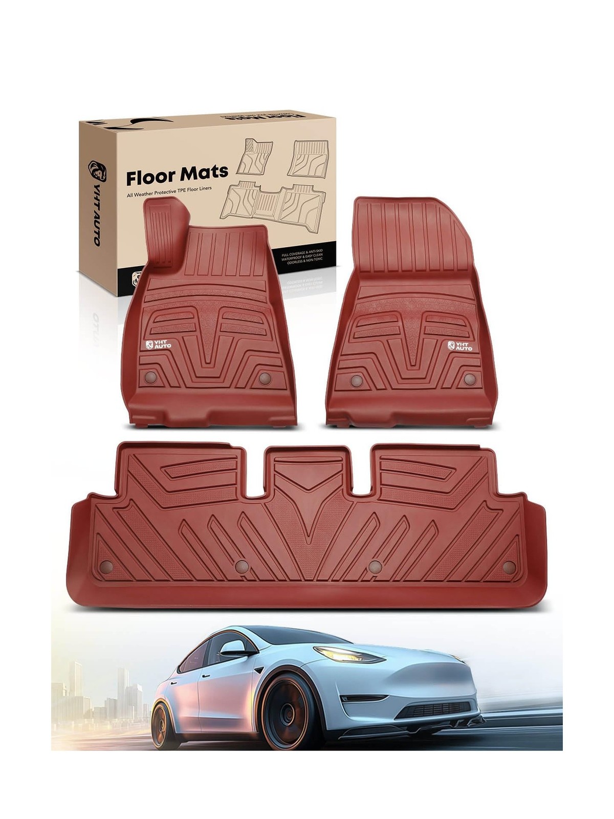 YHTAUTO for Tesla Model 3 2023 2022 2021 Floor Mats, All Weather TPE Car Mats…