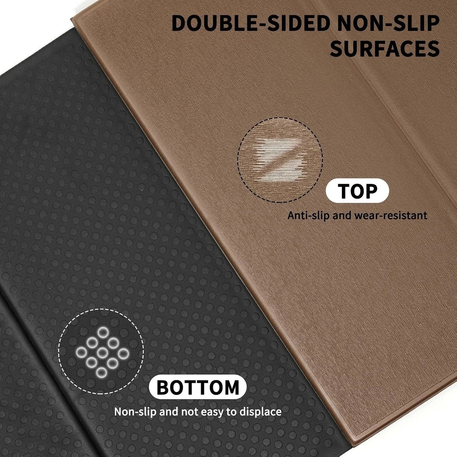 Foldable Extra Large Yoga Mat 74″×31.5″, 8mm Double-Sided Non Slip Lightweigh…