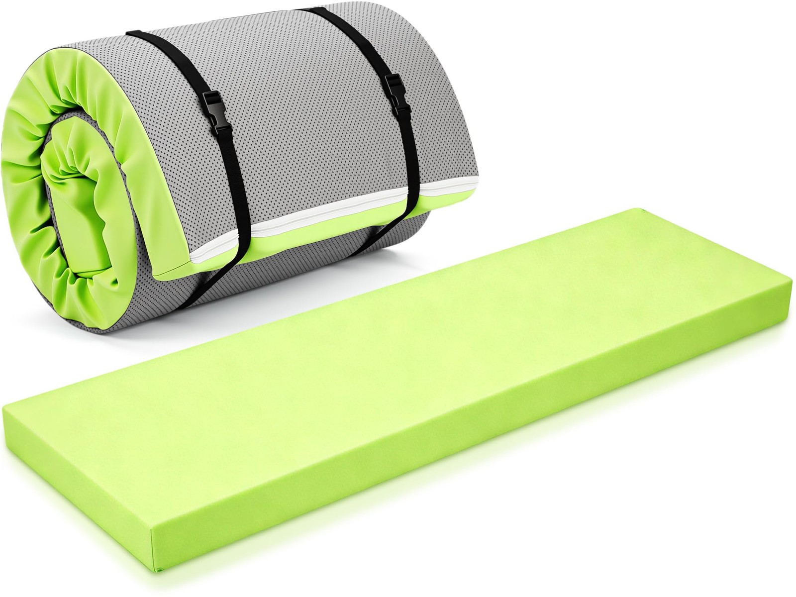 3 Inch 72″x 24″ Thick Foldable Yoga Mat with Carry Strap, Non-slip Portable F…