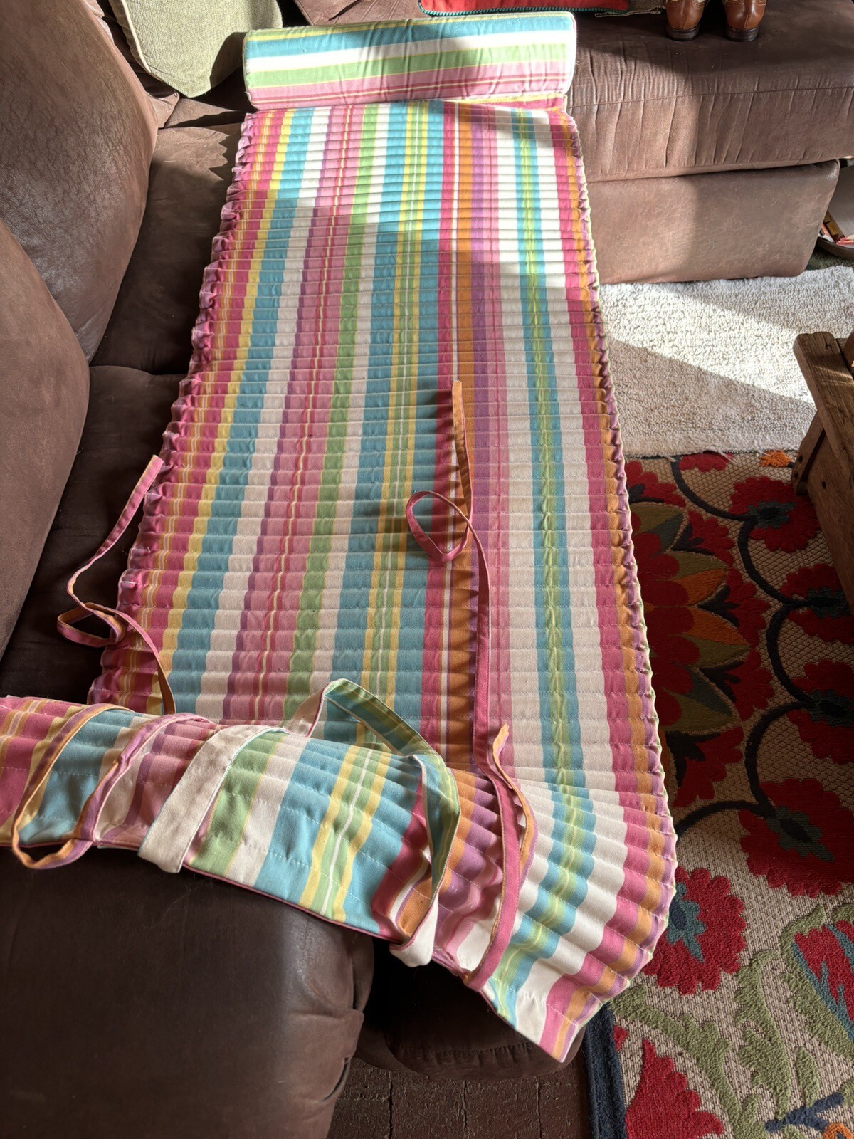 Cotton Yoga/Sleep Camp Cot Mat With Detachable Bolster Carry Handle Never Used