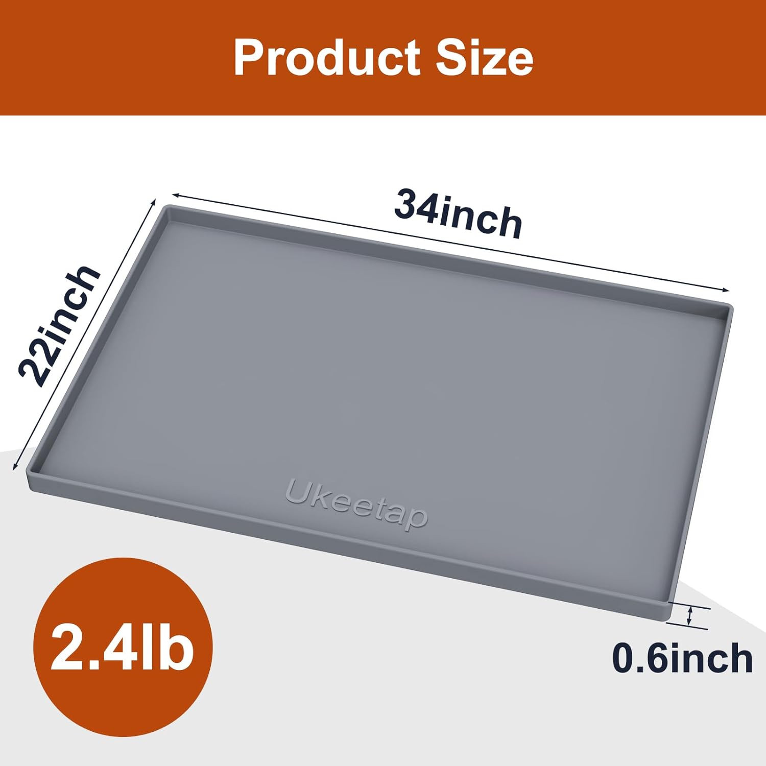 Extra Thick Silicone Mat Waterproof with Raised Edge 34″ X 22″, under Sink Mat f