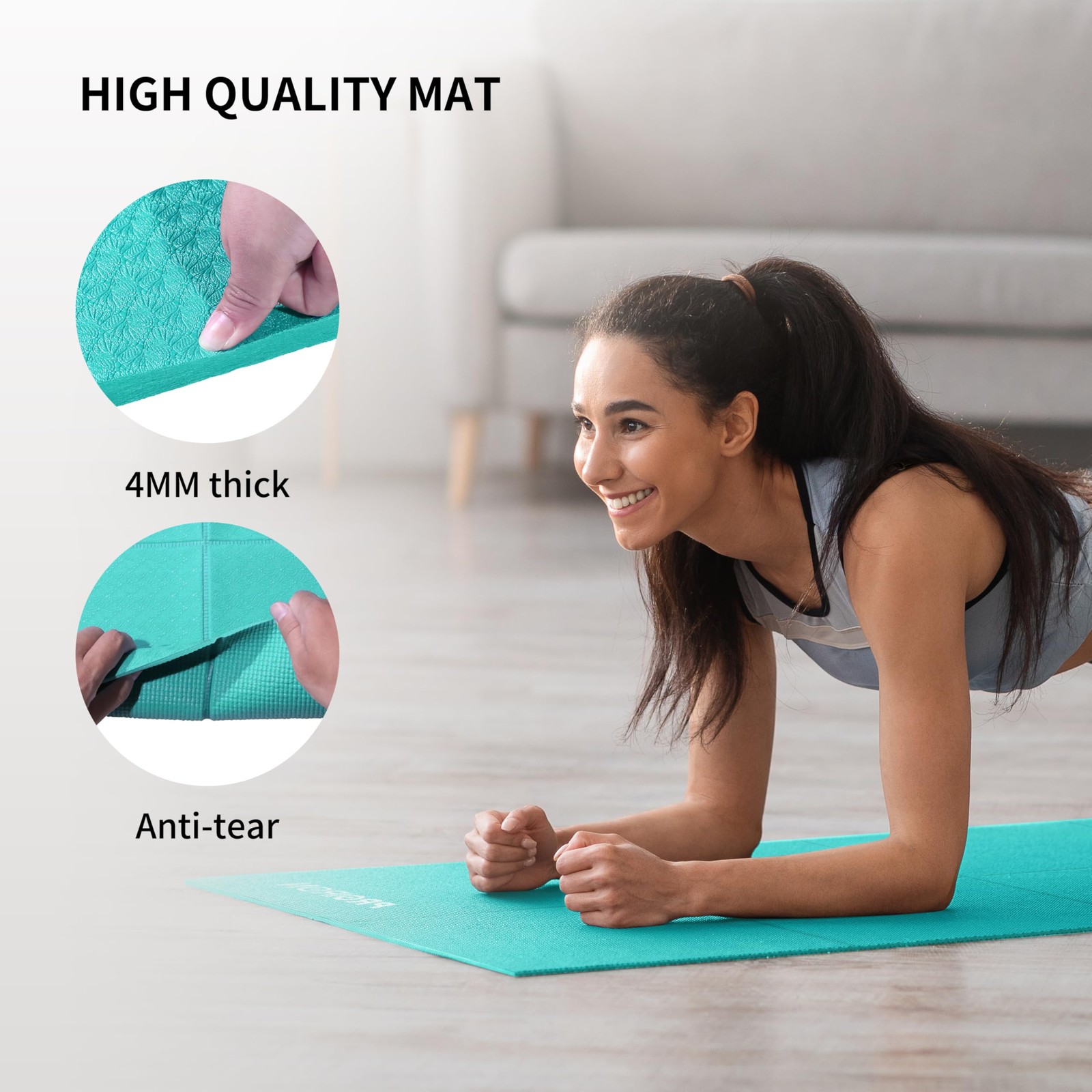 Travel Yoga Mat Foldable 0.16″, Foldable Exercise Mat Non Slip Yoga Matt for …