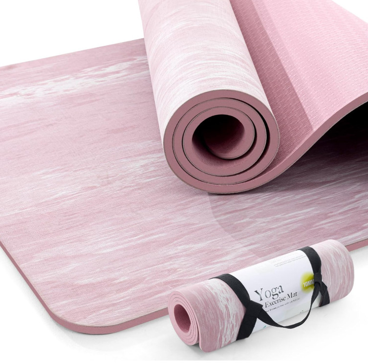 Extra Thick Yoga Mat, 2/5 Inch (10MM), Natural Rubber and TPE Non Slip Yoga Mats