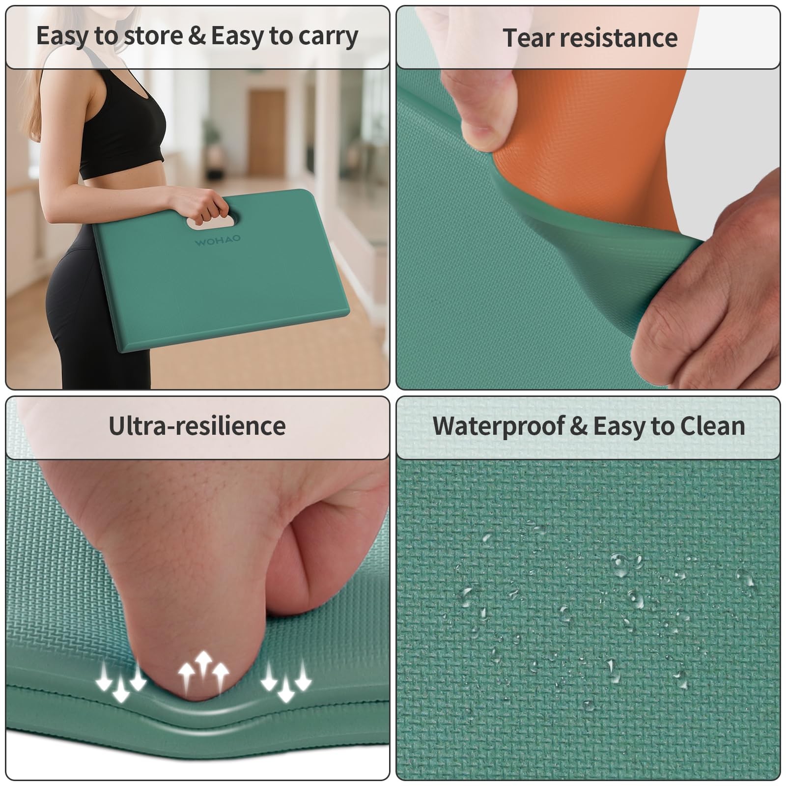 Yoga Knee Pad Foldable Non Slip POE Cushion Support Handle Lightweight Pilates