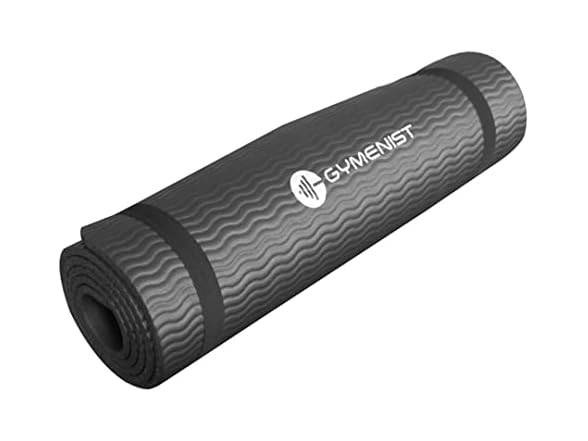 GYMENIST Thick Exercise Yoga Floor Mat Black 24 x 71 inches