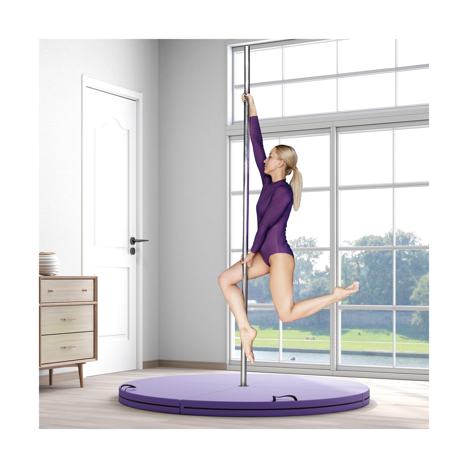 Soozier Pole Dance Crash Mat, 5ft Wide Foldable Pole Padding Crash Pad with C…