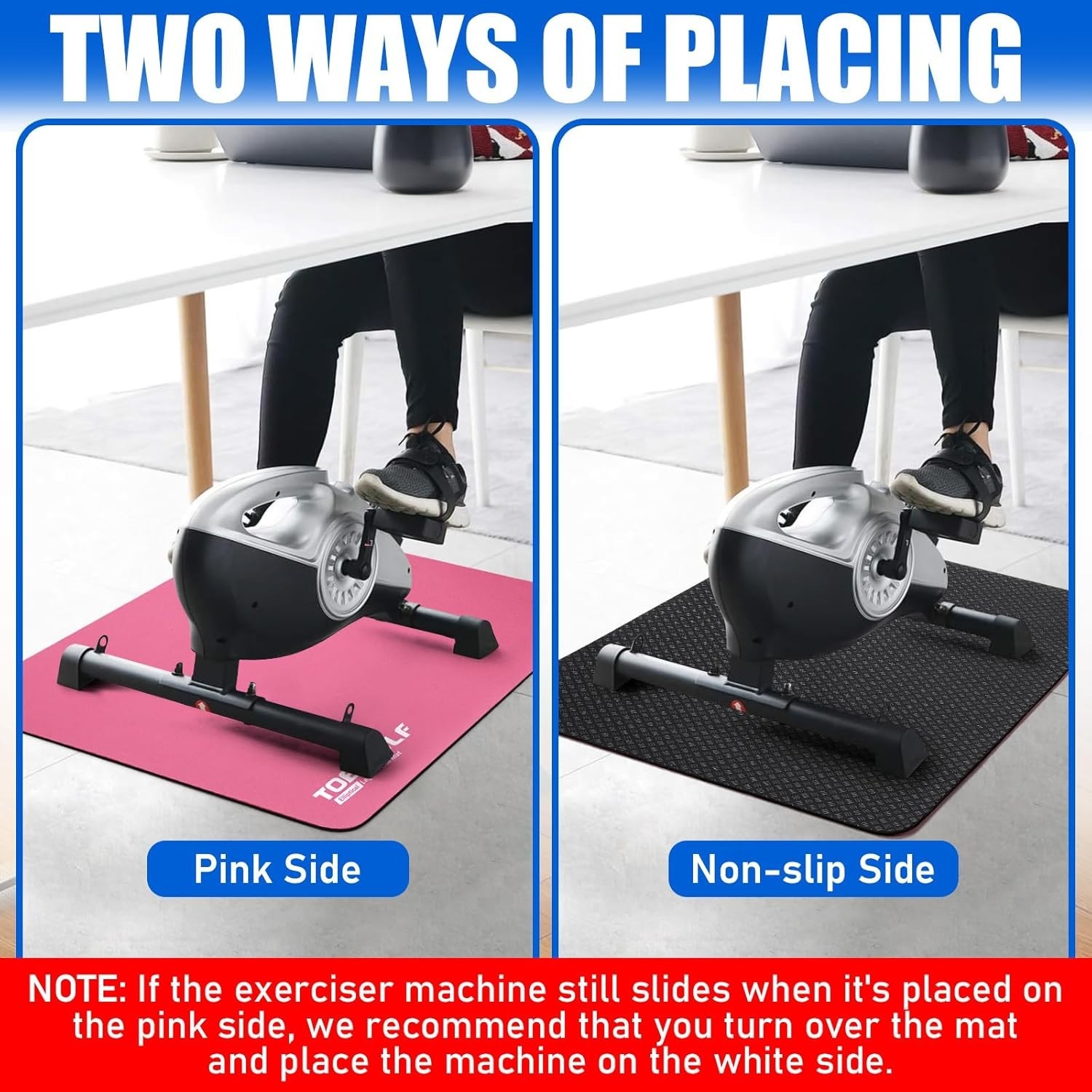 Stability-Enhancing Non-Slip Mat for Electric Seated Foot Pedal Exerciser, 23.6″