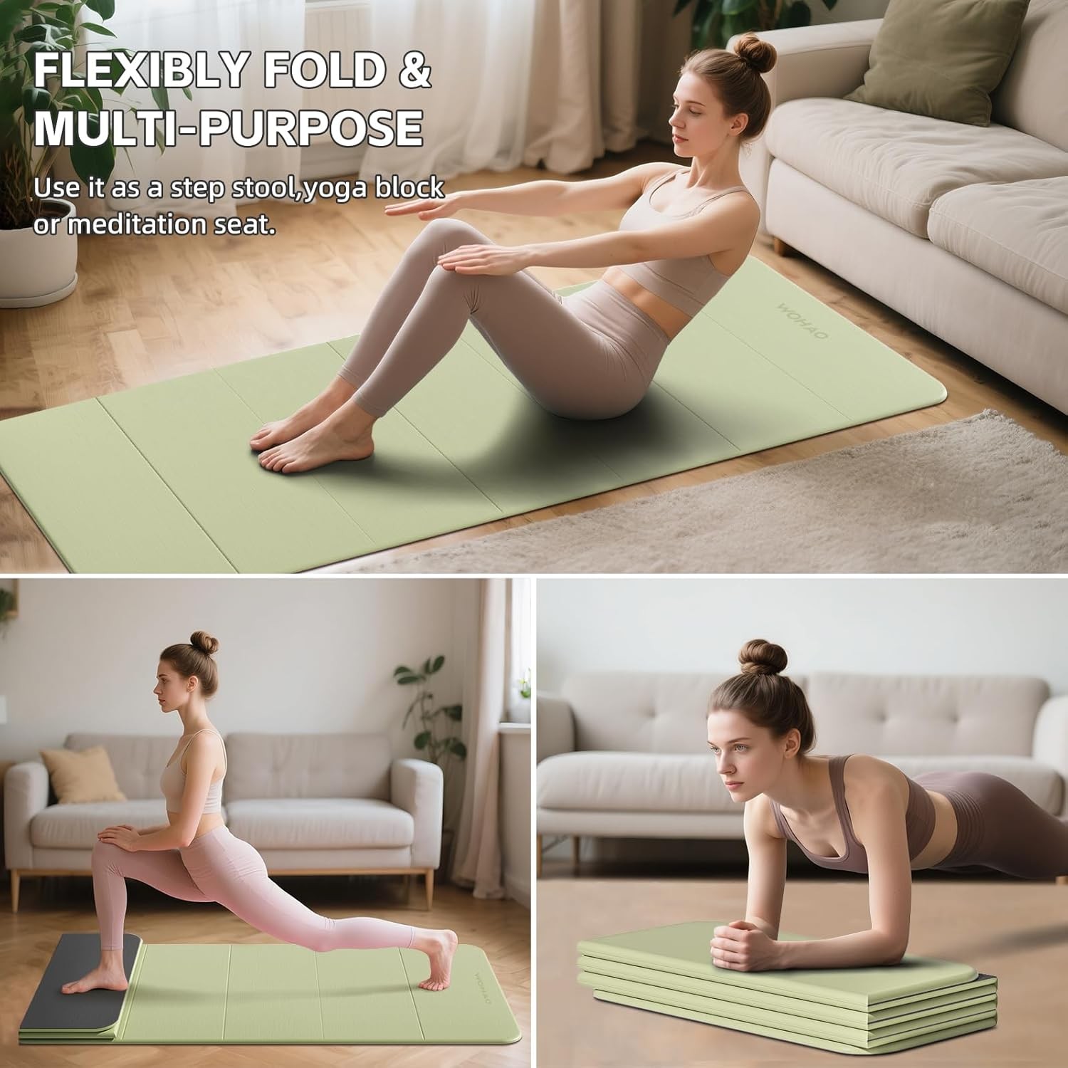 7-Fold Yoga Mat 70″X24″ – 1/2 Inch Thick Folding Exercise Mat, Compact Non-Slip