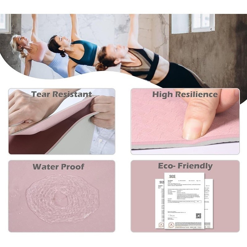 Eco-Friendly TPE Yoga Mat Double Non-Slip Design W/ Carry Strap & Storage Bag US