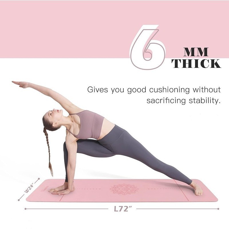 Eco-Friendly TPE Yoga Mat Double Non-Slip Design W/ Carry Strap & Storage Bag US