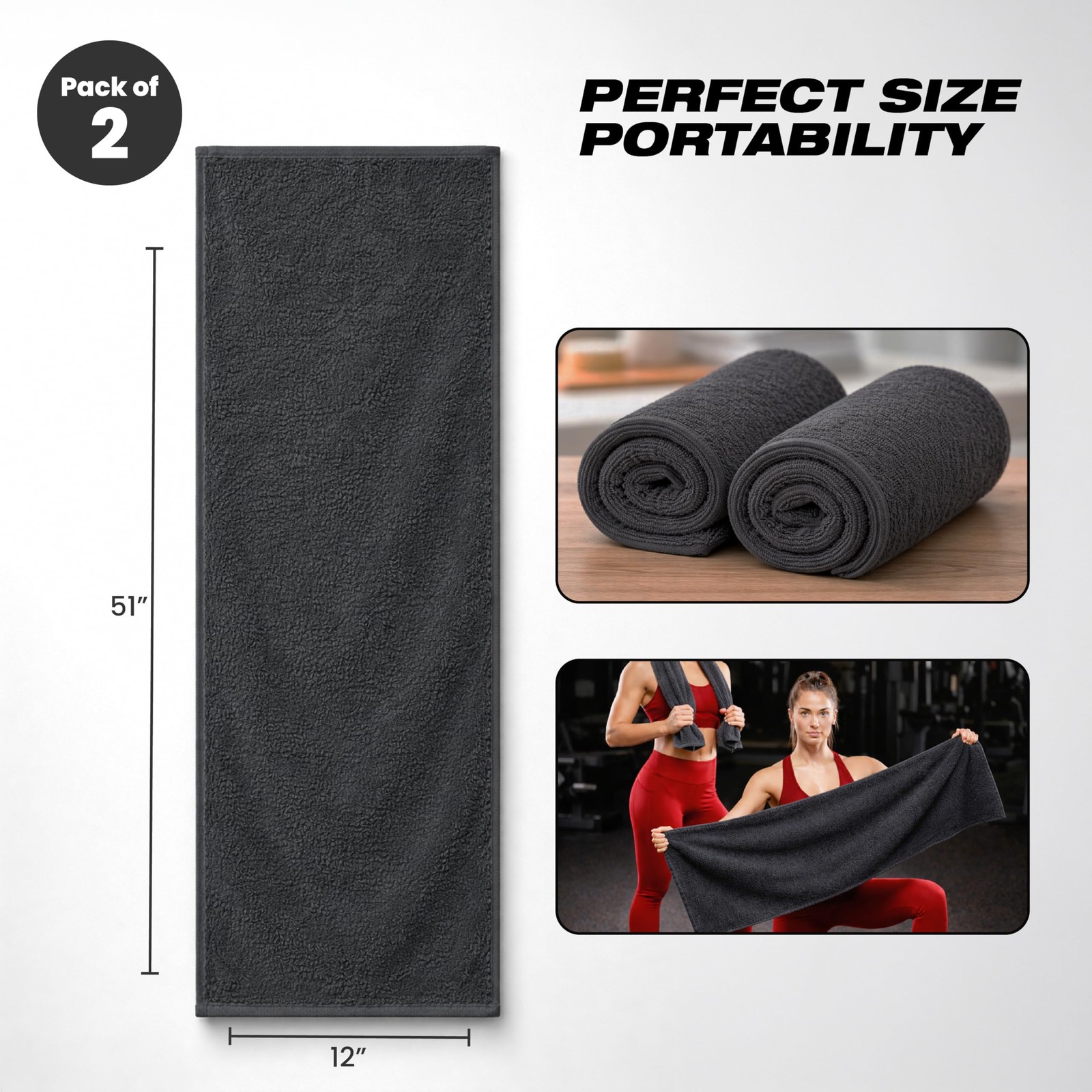 Eoc Evolution Of Cotton Sports Towel – Double Pack 2 Pieces 12X51 Dark Gray 100