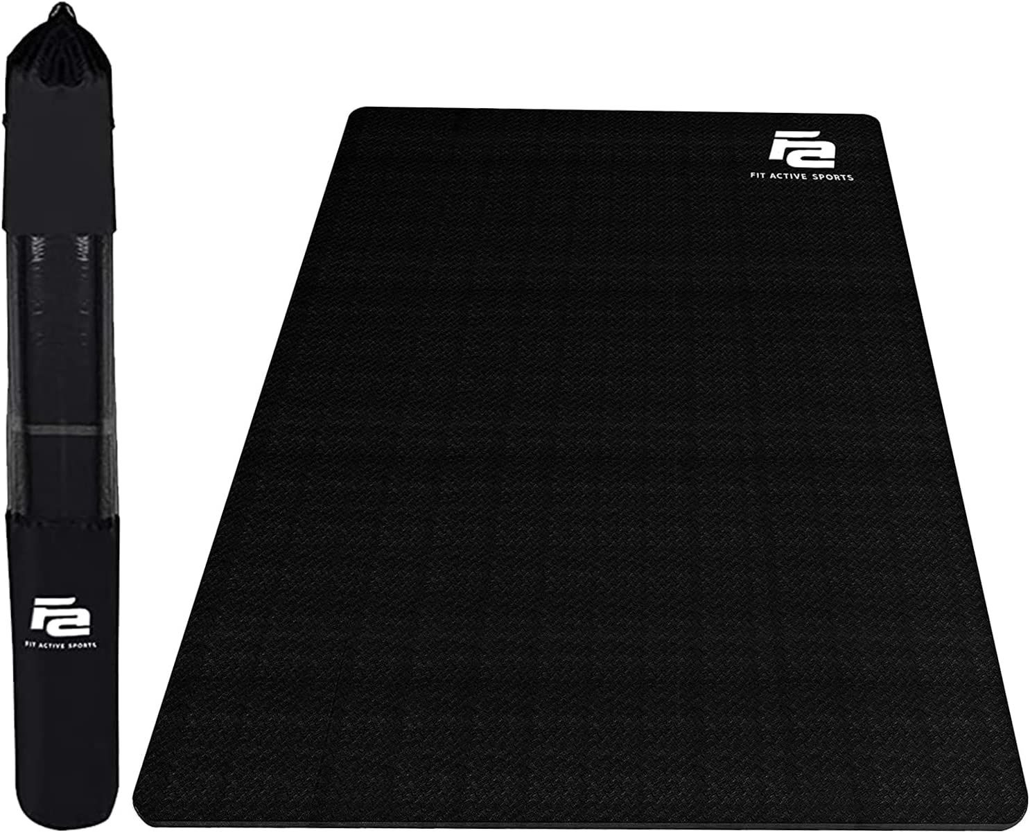 Fit Active Sports Large Exercise Mat 6′ x 4′ x 8mm | Thick Non-Slip Black
