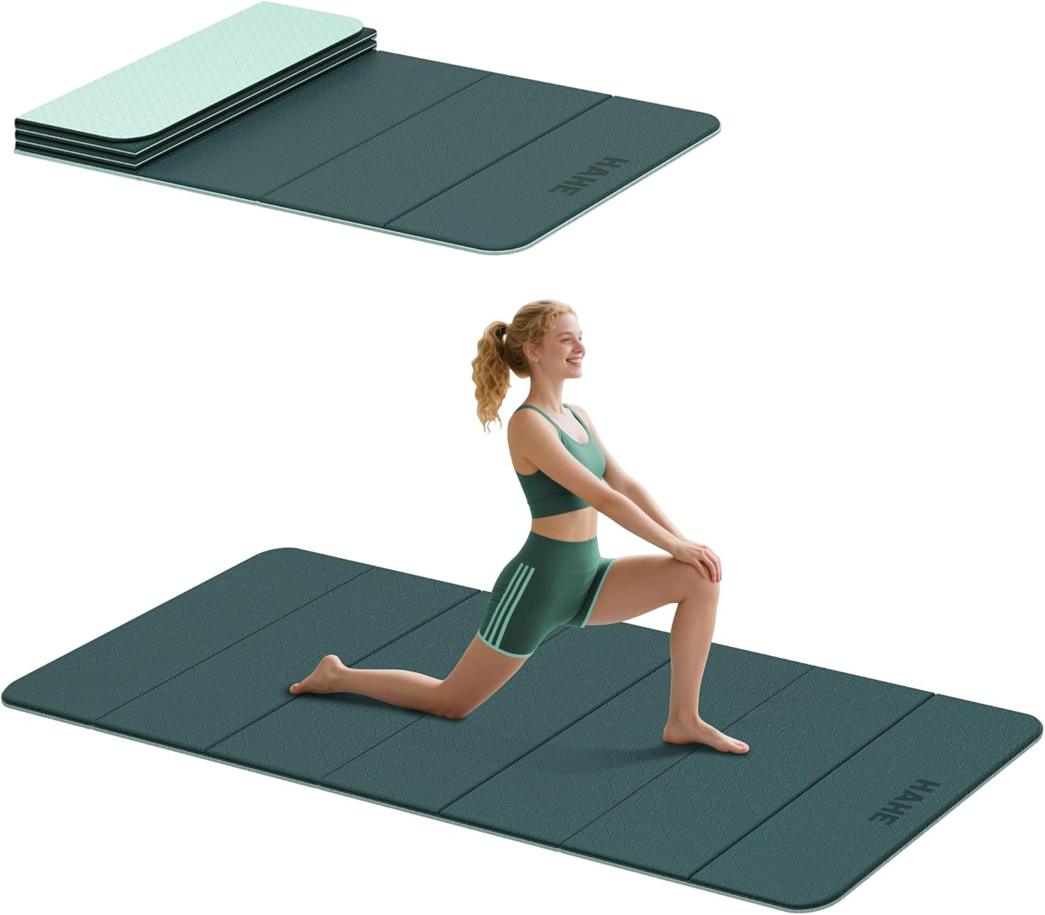 Foldable Yoga Exercise Mat, 74″Lx32″Wx1/3″Thick, TPE Multi-Purpose Workout Mats