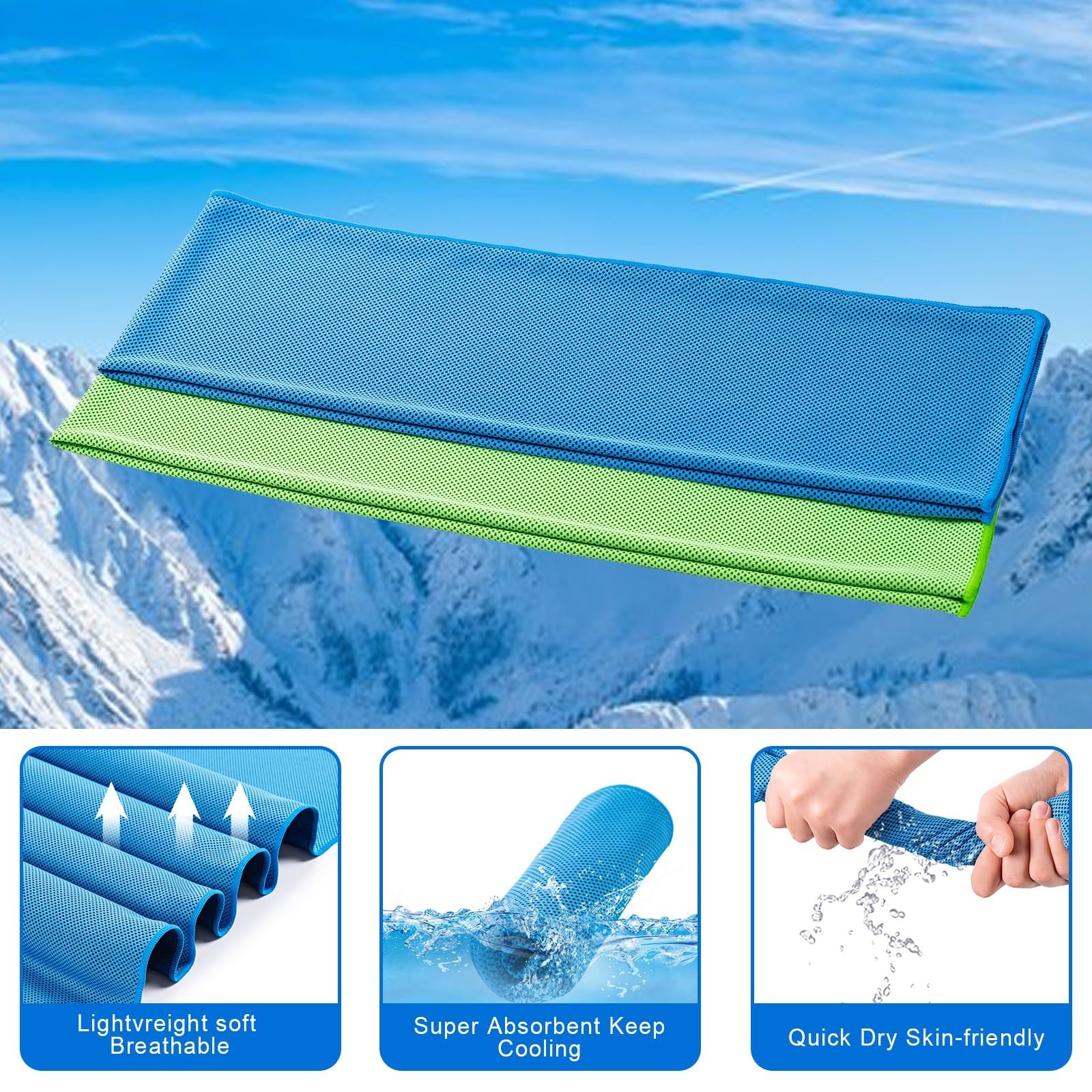 4 Pack Cooling Towel (40″x12″), Soft Breathable Chilly Towel, Ice Towel, Micr…