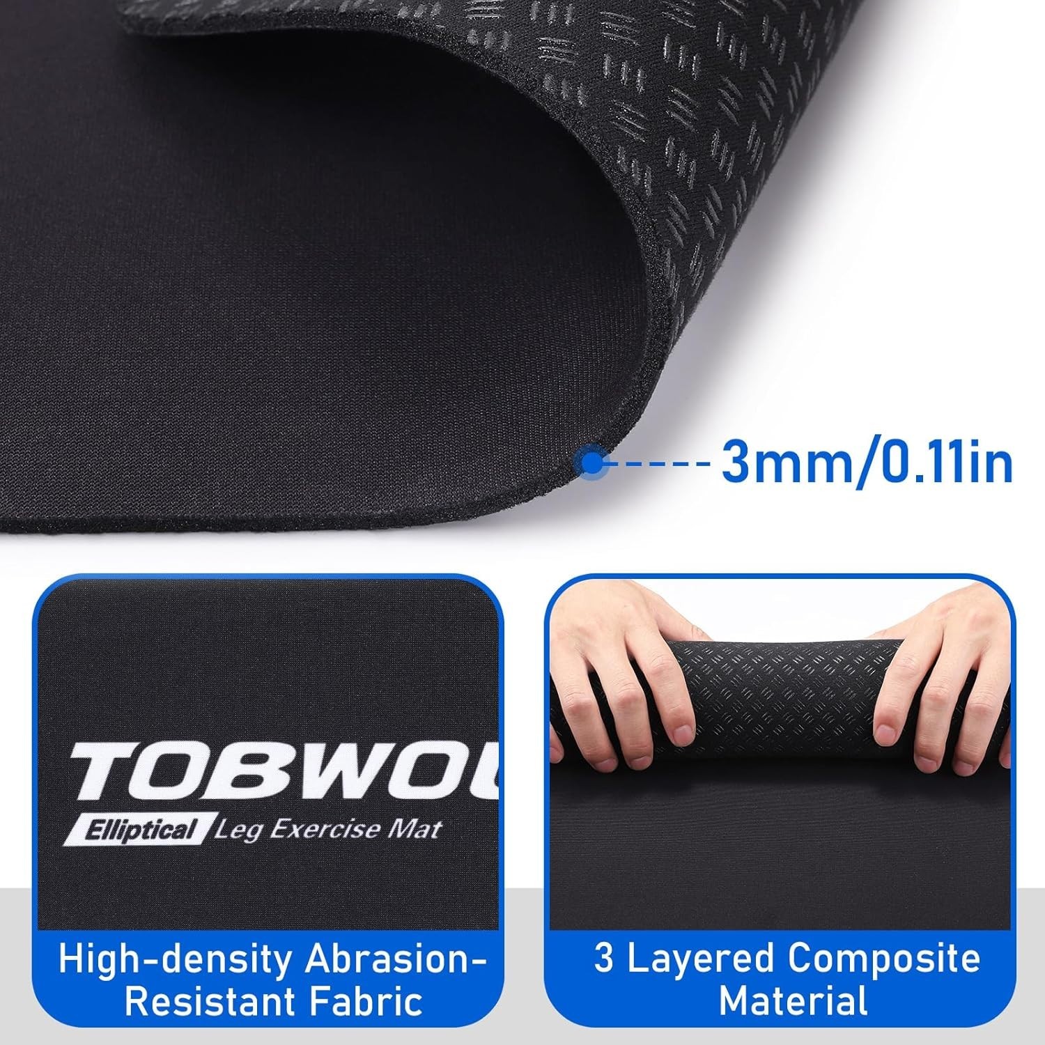 Elliptical Machine Non-Slip Mat – Protects Floors, Compact Size 23.6″ x 17″