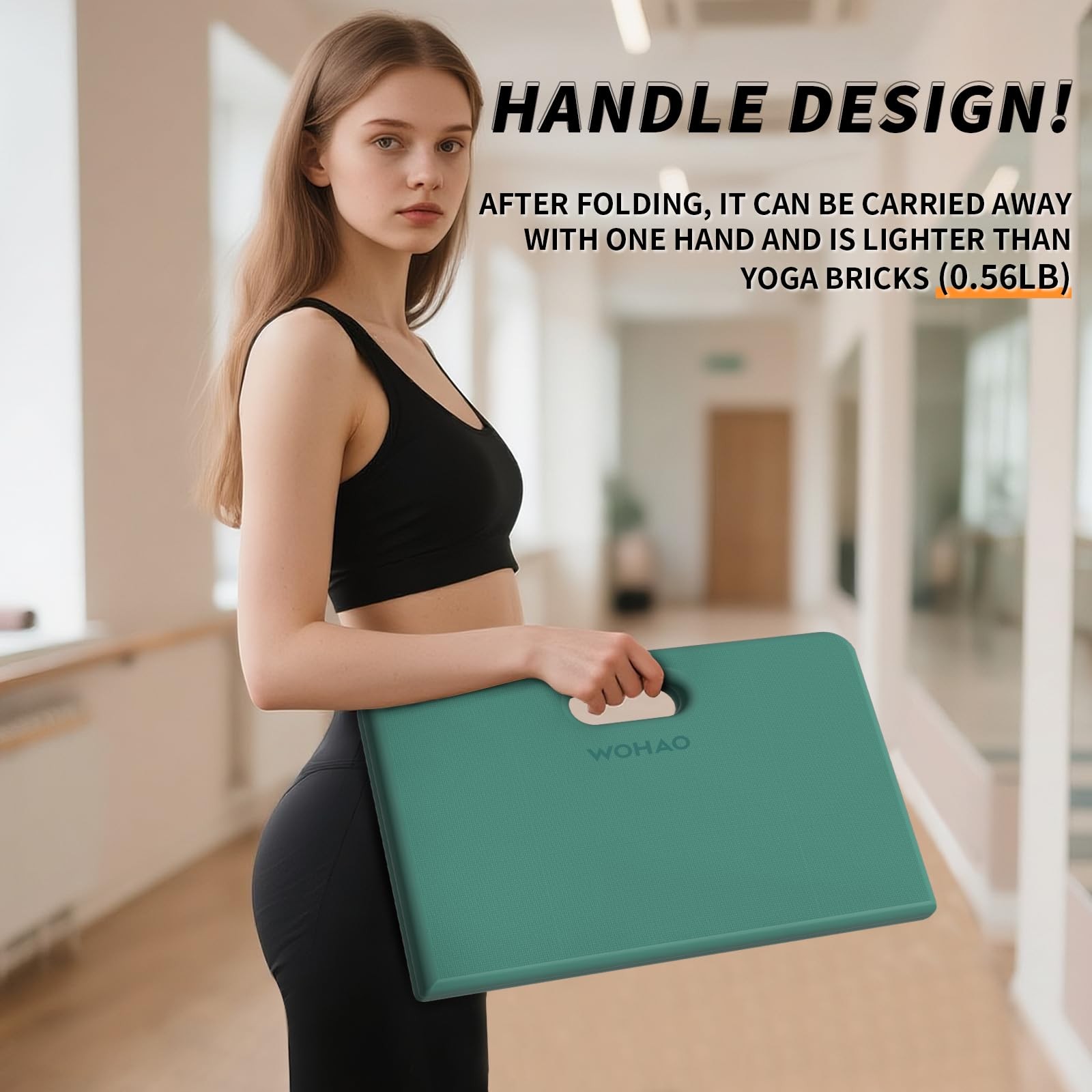 Yoga Knee Pad Foldable Non Slip POE Cushion Support Handle Lightweight Pilates