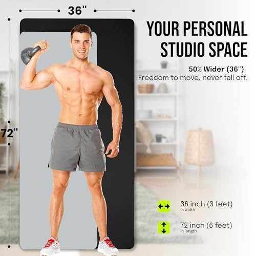 Gogokiwi Extra Wide Yoga Mat 72×36 Non-Slip Fitness Exercise Mat with Strap