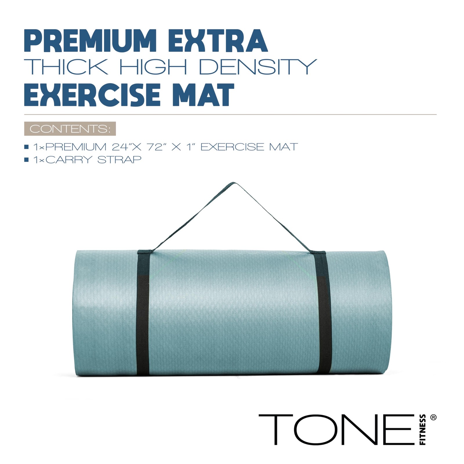 Tone Fitness Premium Extra Thick 1-Inch High Density 72″ X 24″ X 1″, Teal