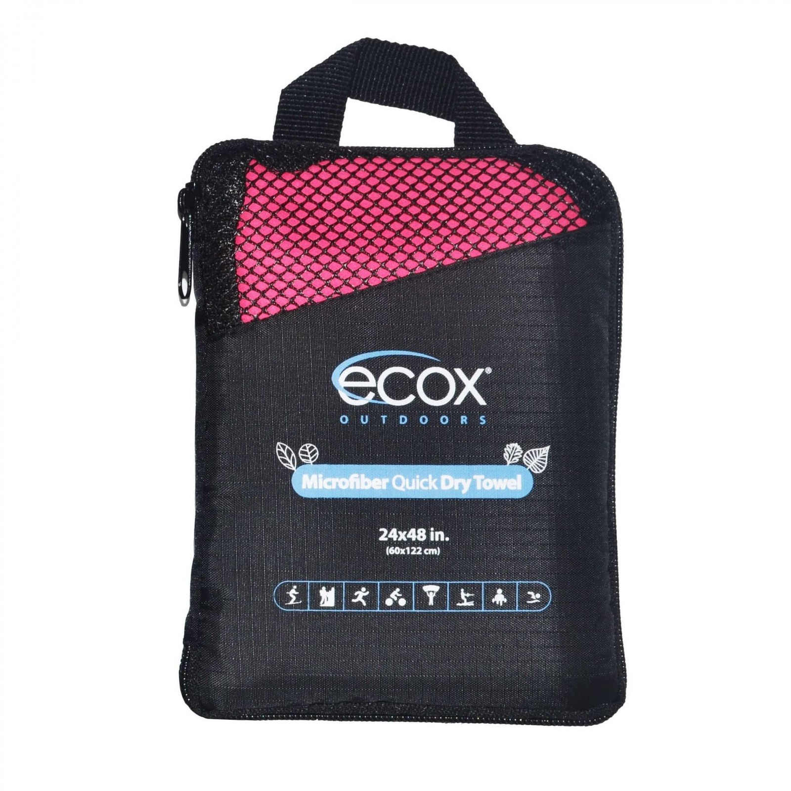 ecox Outdoors Microfiber Towel Fast Drying Soft Feel 24×48 inches, Red