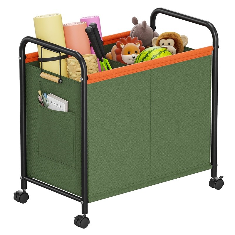 Portable Wheeled Home Gym Storage Rack Rolling Cart Yoga Mats Foam Rollers Toys