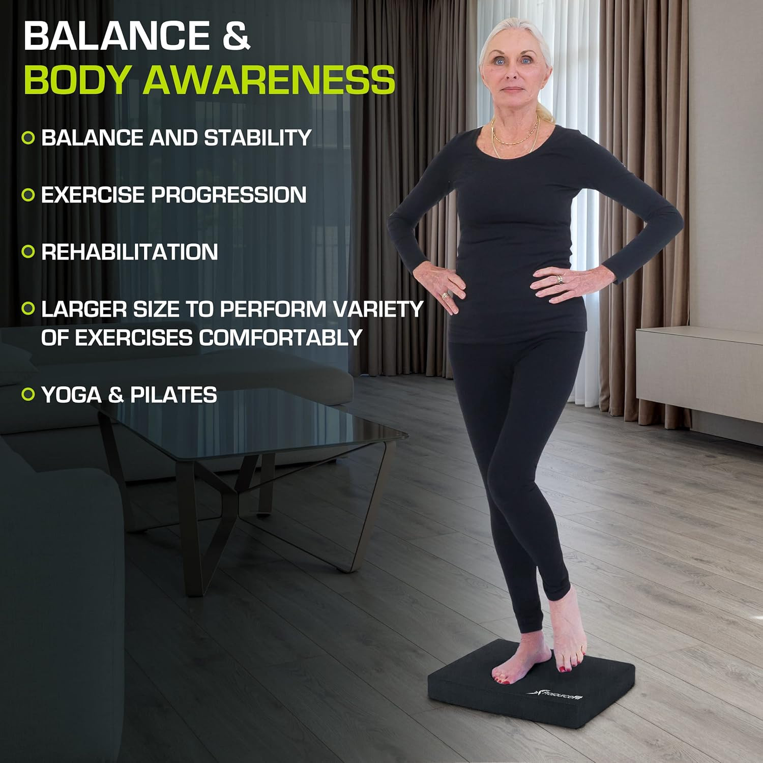 Exercise Balance Pad, Non-Slip Cushioned Foam Mat & Knee Pad for Fitness and Sta