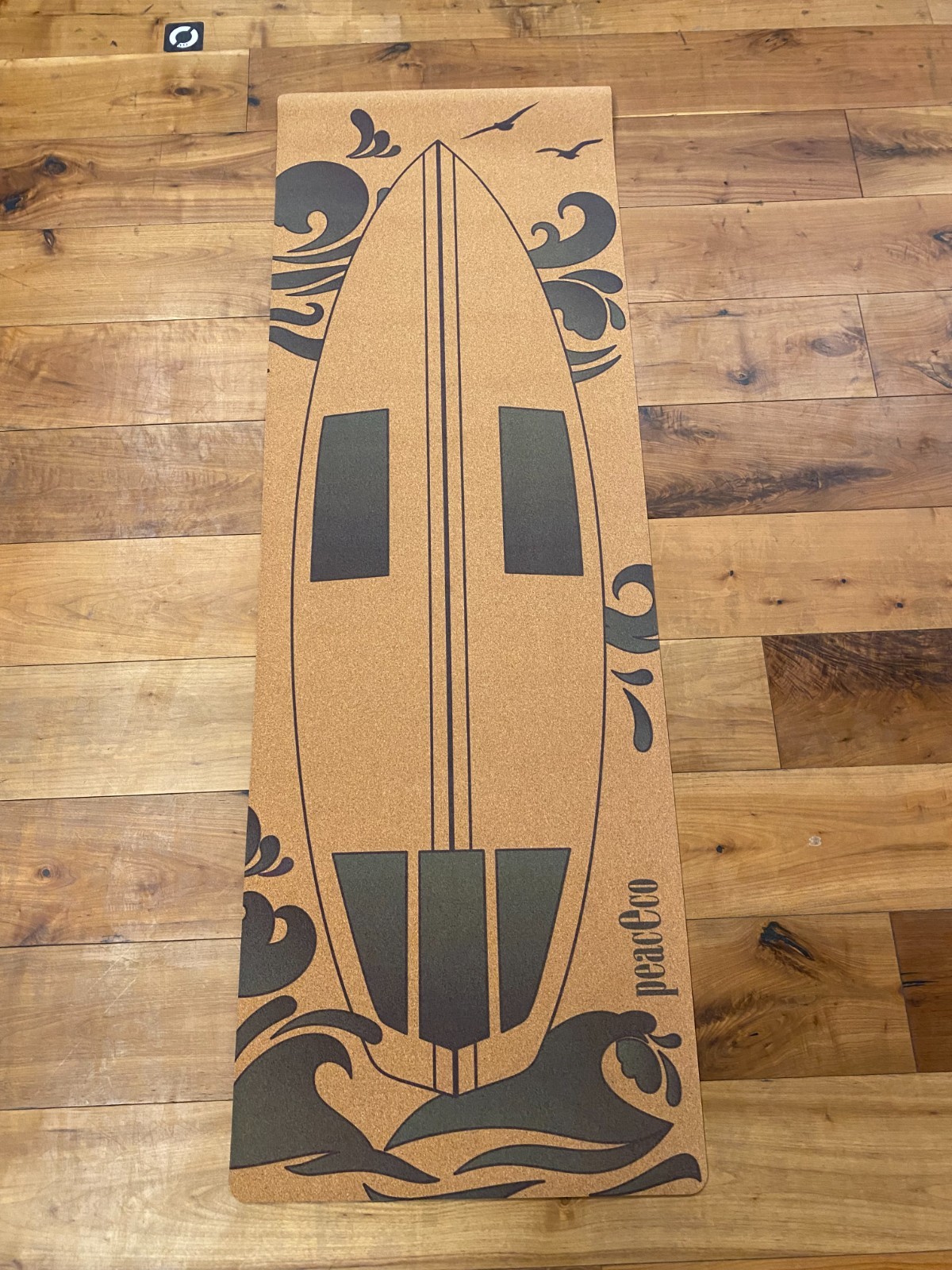 Cork Yoga Mat: Wave Surfboard & Koi Fish Design with Free Strap