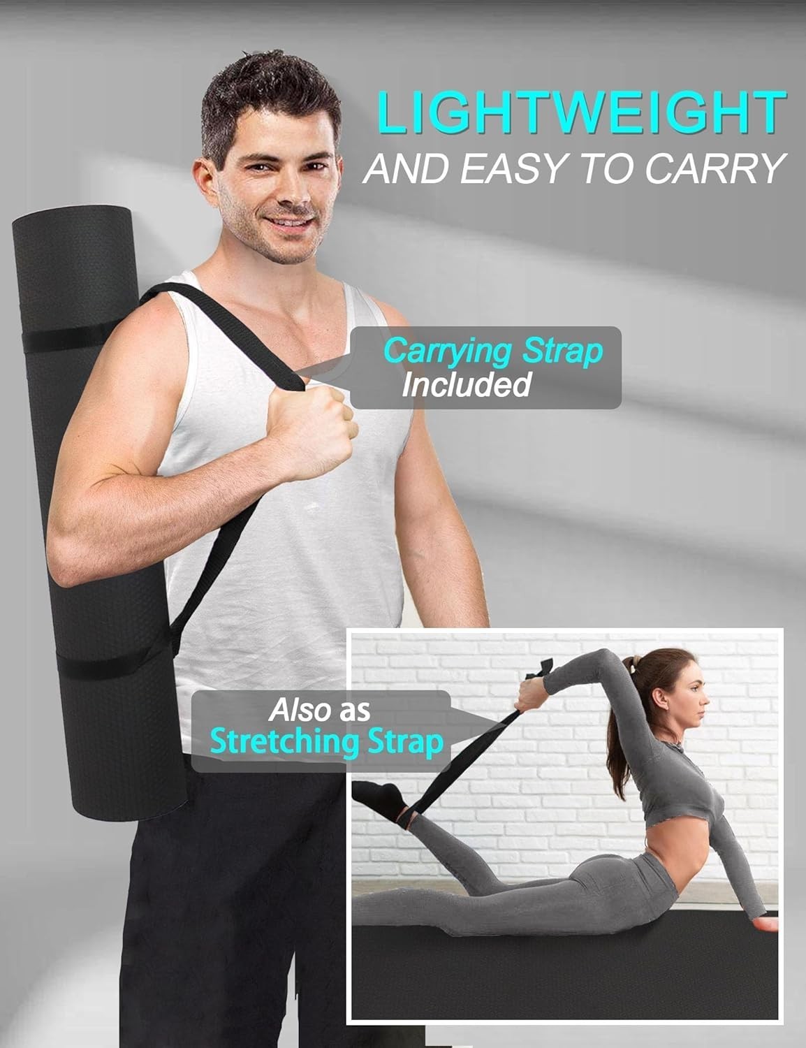 Extra Long & Wide Thick Yoga Mat 84”x32”x7mm Oversized Yoga Mat Double-Sided