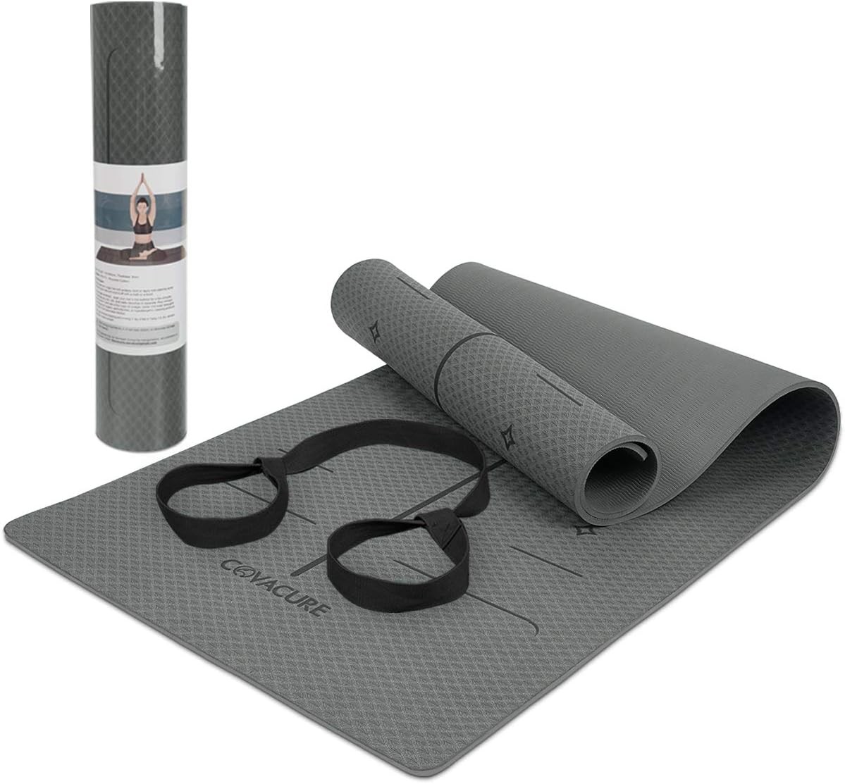 Extra Large Yoga Mat 72″ x 26″ – Non Slip Exercise 8mm Thick Eco Gray