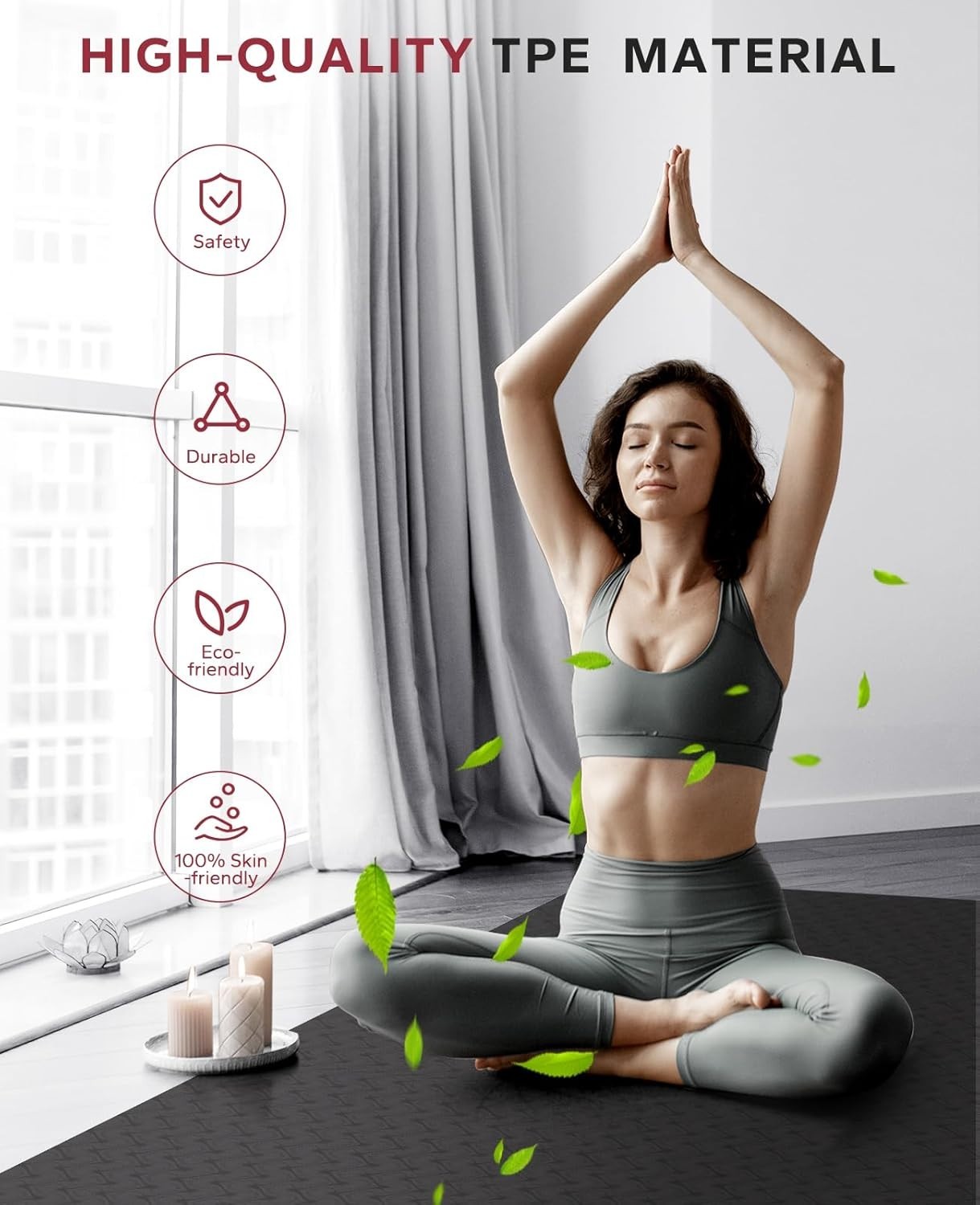 Large Yoga Mat – 72″x36″x6mm 1/4 inch, Extra Wide Non-Slip Exercise Mat for H…