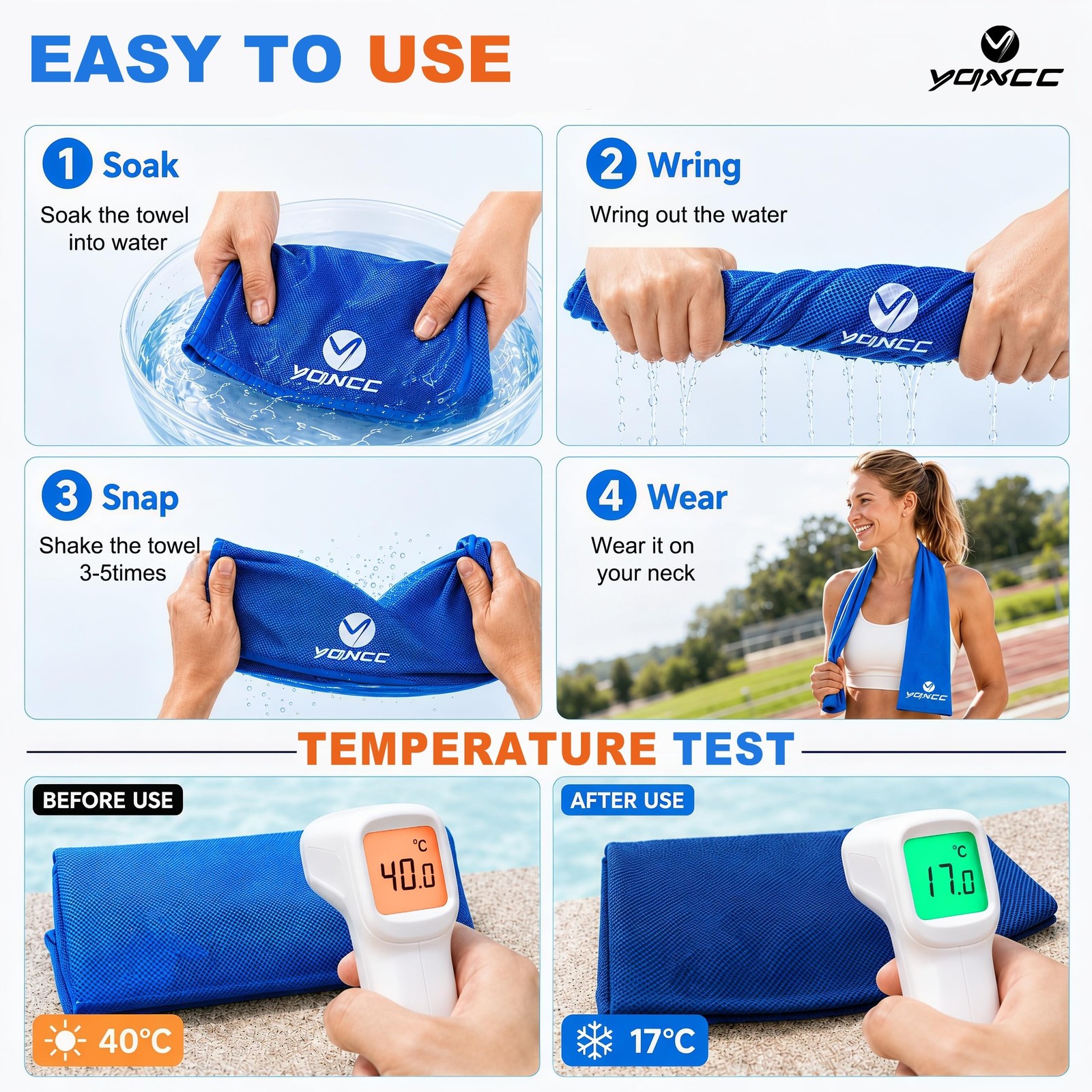 YQXCC 4 Pack Cooling Towels 40″x12″, Cool Ice Towels for Neck & Face | Coolin…