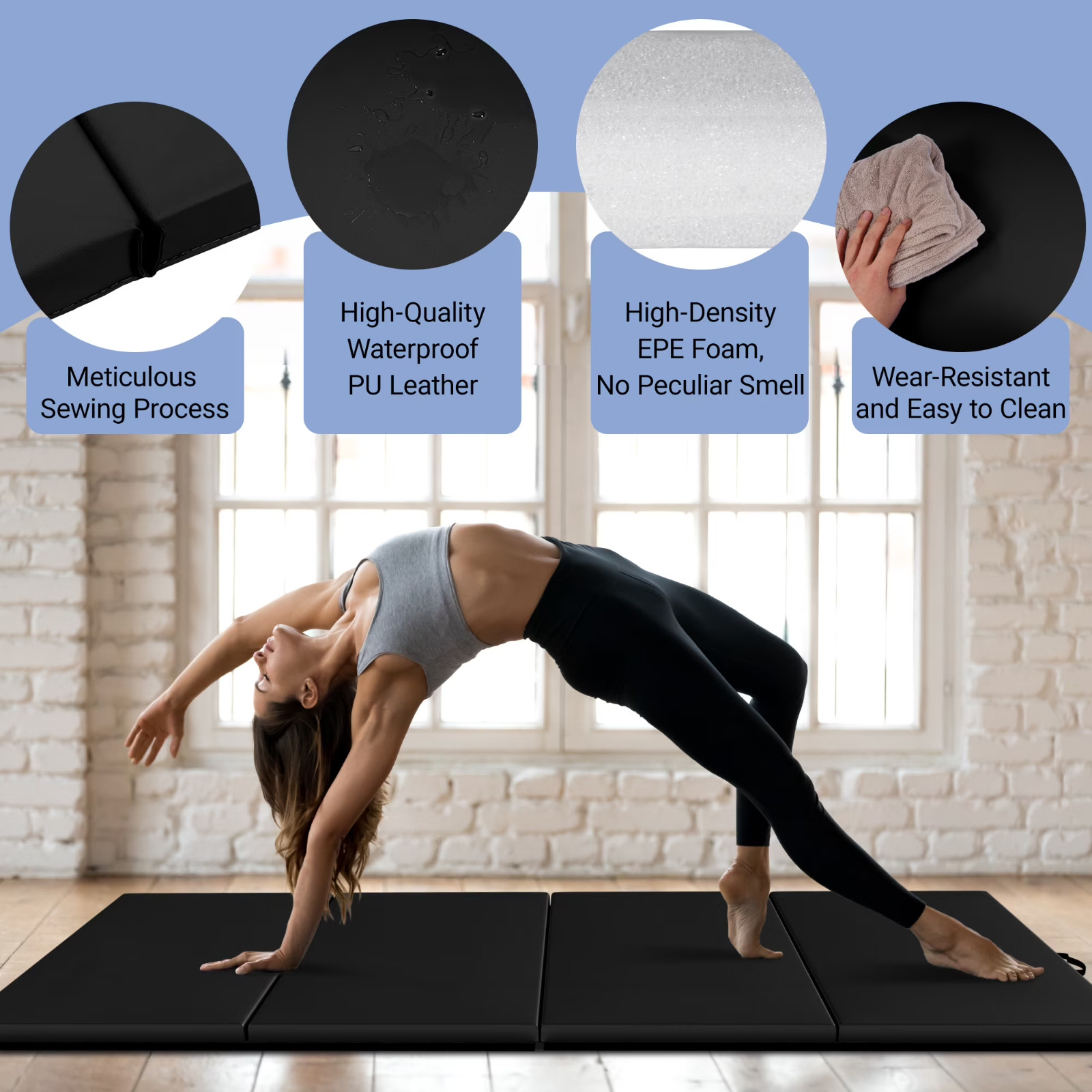 Versatile 4’x8’x2″ High-Density Gym Mats – Extra Thick, Anti-Tear, Easy-Clean, F