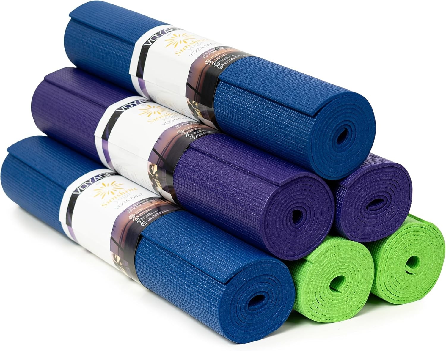 Voyage Yoga Mat 6 Pack 72″ x 24″ Professional Studio & Gym Bulk Yoga Mats 5mm