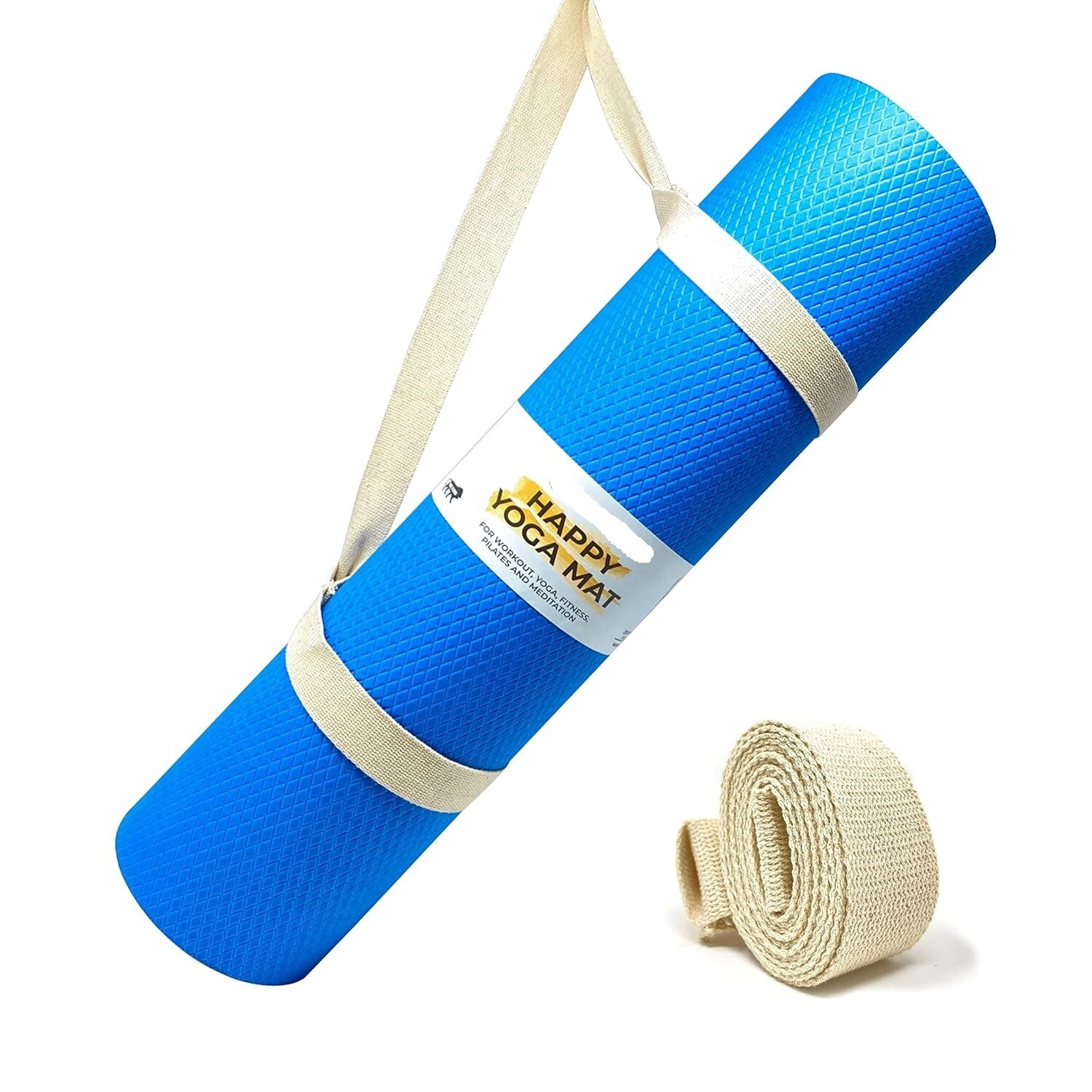 Exercise Yoga Mats Thick w/Carry Strap – Gym Pilates Meditation Fitness