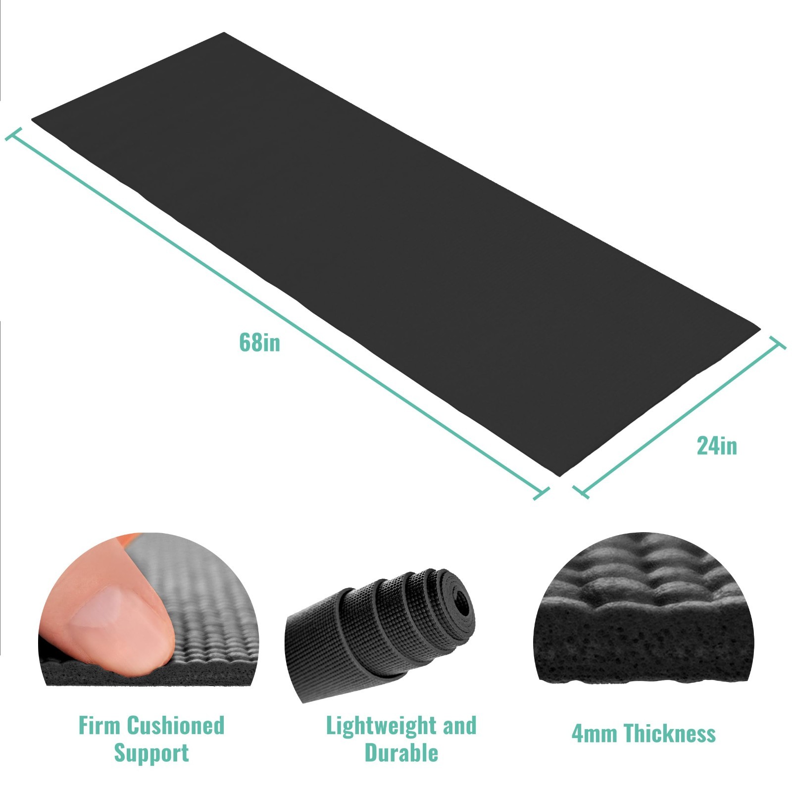12-Pack Non-Slip Yoga Mats 68″x24″ – 4mm Thick Exercise Mats for Home, Gym & Stu