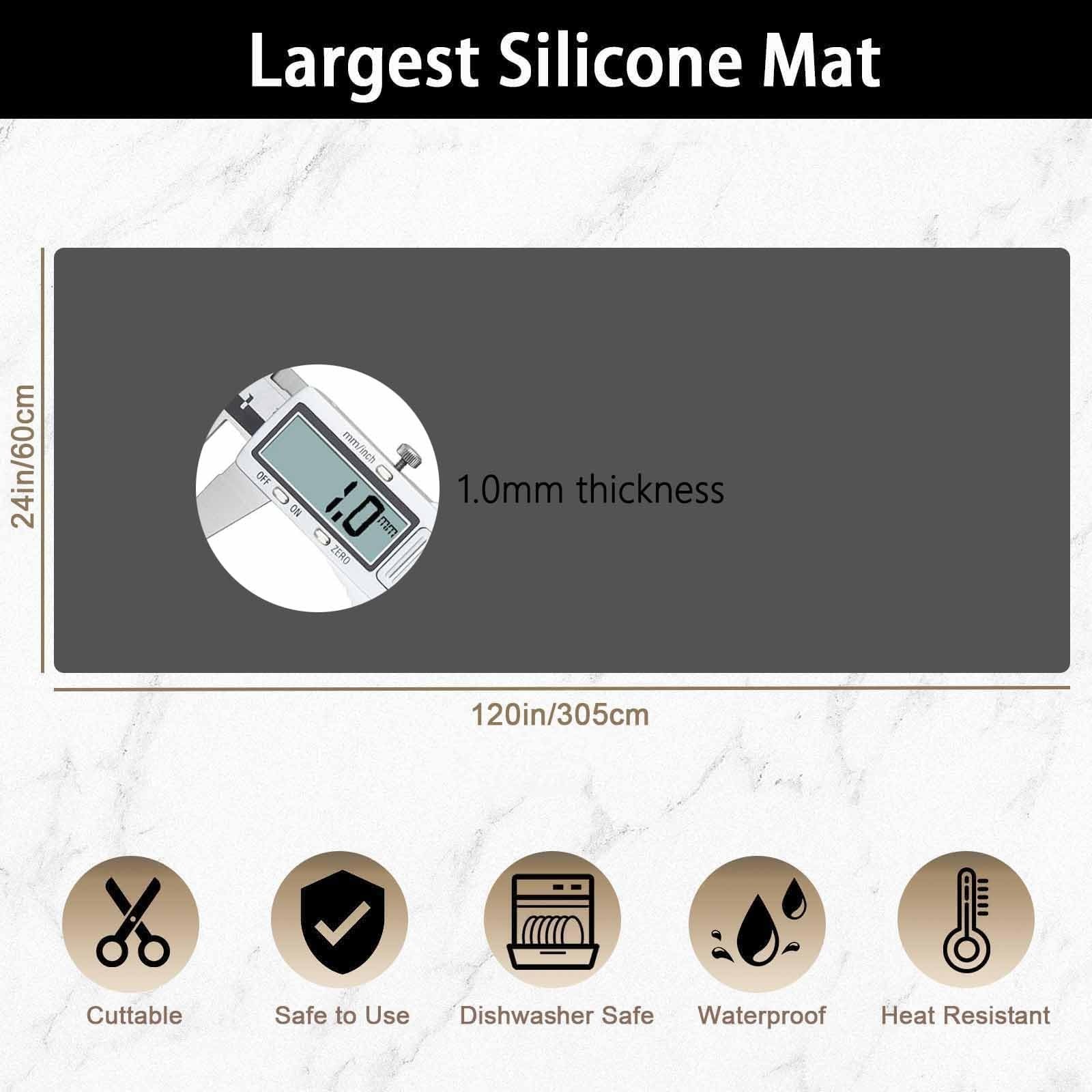 Super Large Silicone Mat, 120″x24″(305cmx60cm) Silicone Mats for Kitchen Coun…
