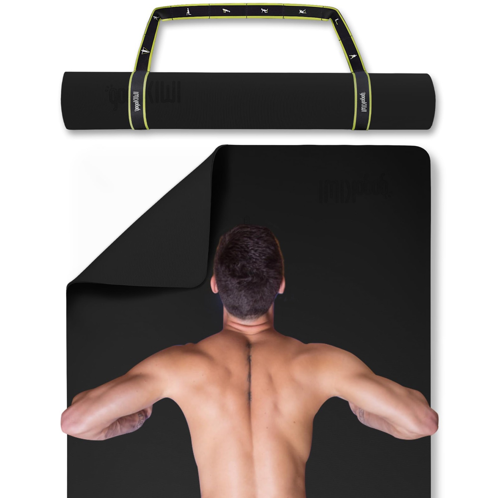 Gogokiwi Extra Wide Yoga Mat 72×36 Non-Slip Fitness Exercise Mat with Strap