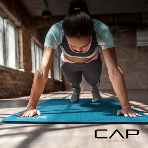 High Density 1/2-Inch Exercise Yoga Mat with Strap | Non-Slip, Multiple Colors