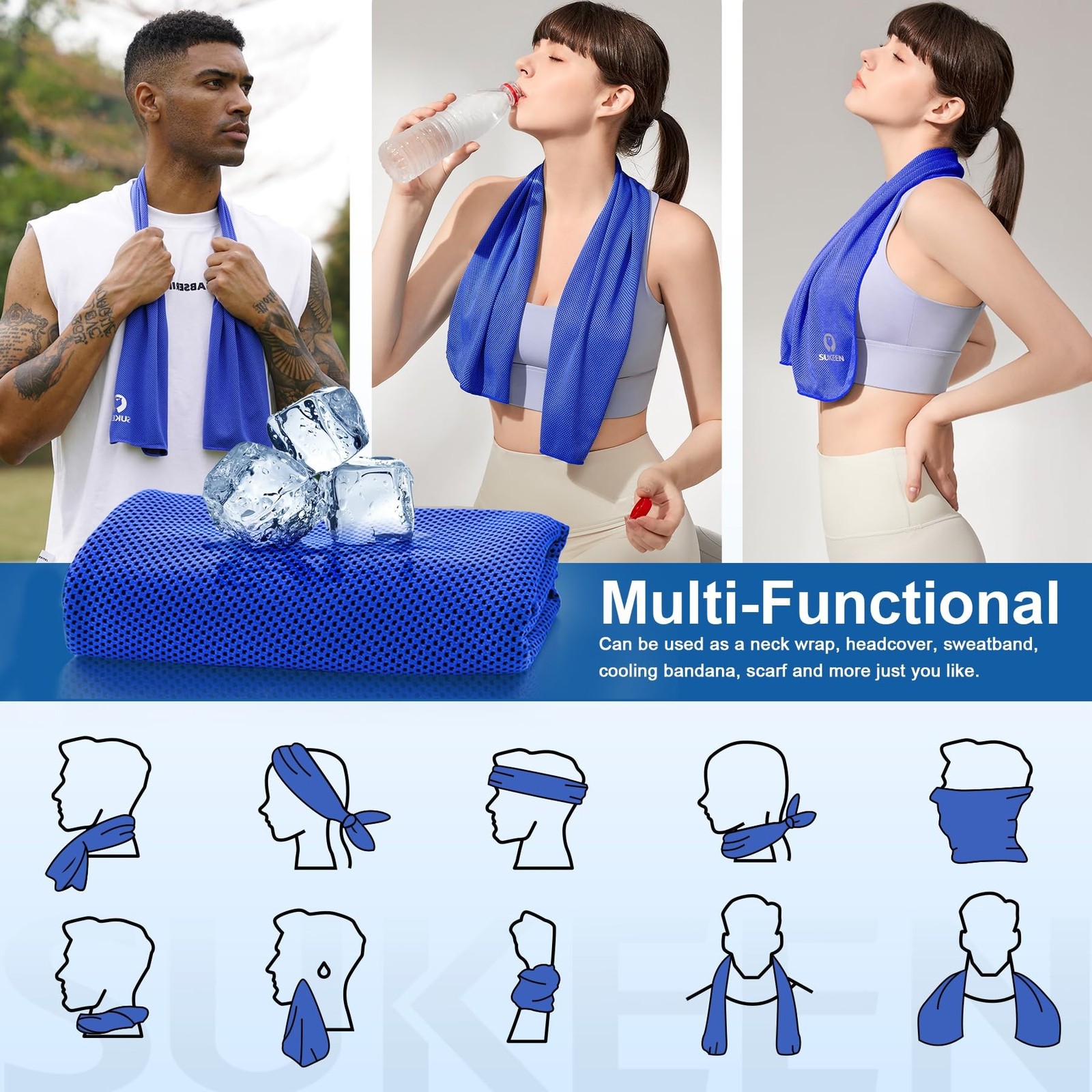 Sukeen Cooling Towels 6 Pack (40″x12″), Cooling Towels for Neck and Face, Qui…