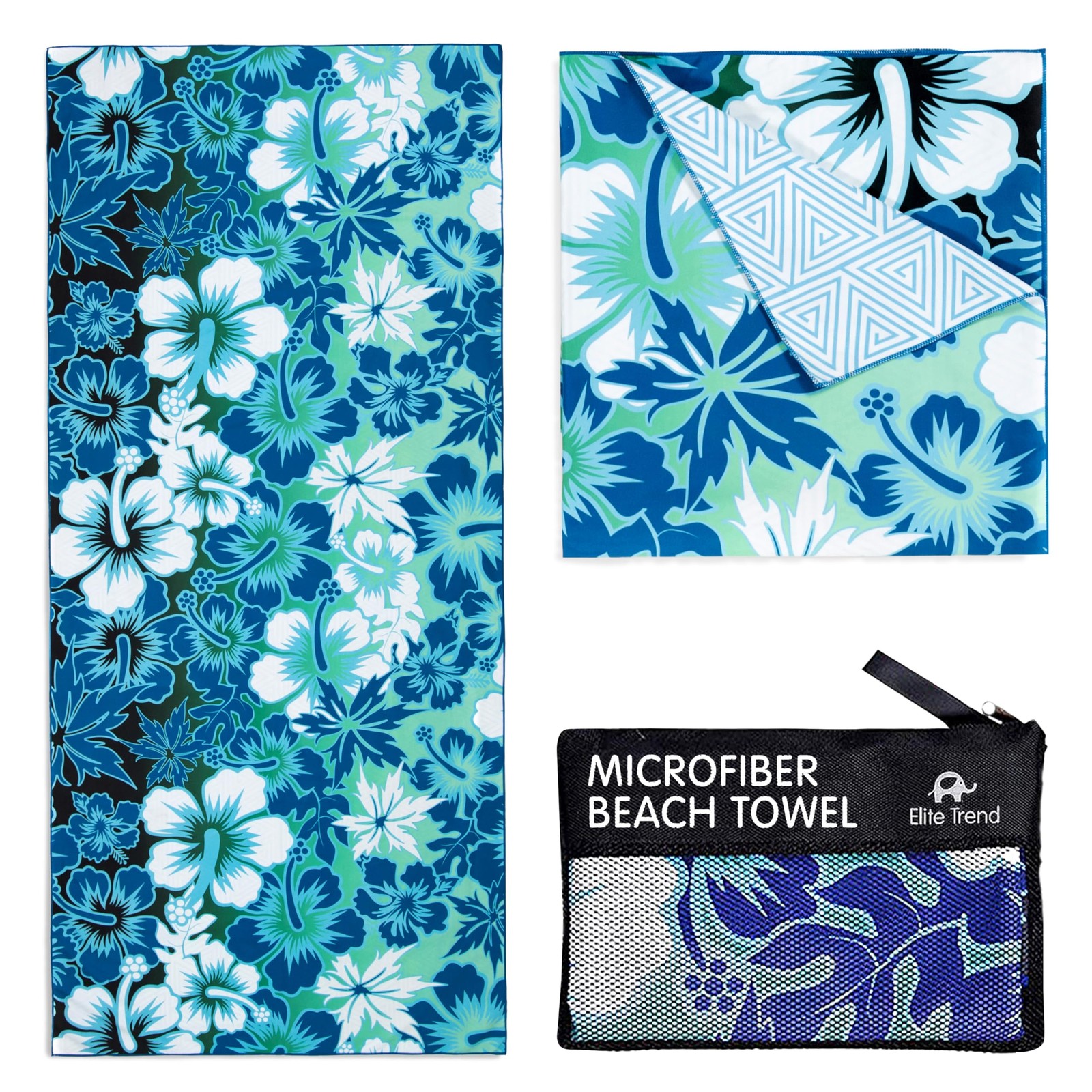Elite Trend Microfiber Beach Towel for EXTRA LARGE (78X35-INCH), Hibiscus