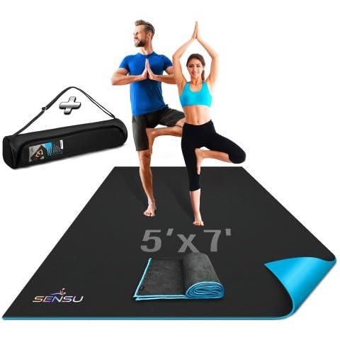 Large Yoga Mat – 7′ x 5′ x 9mm Extra Thick Yoga Mat for Men and Women – Non-S…