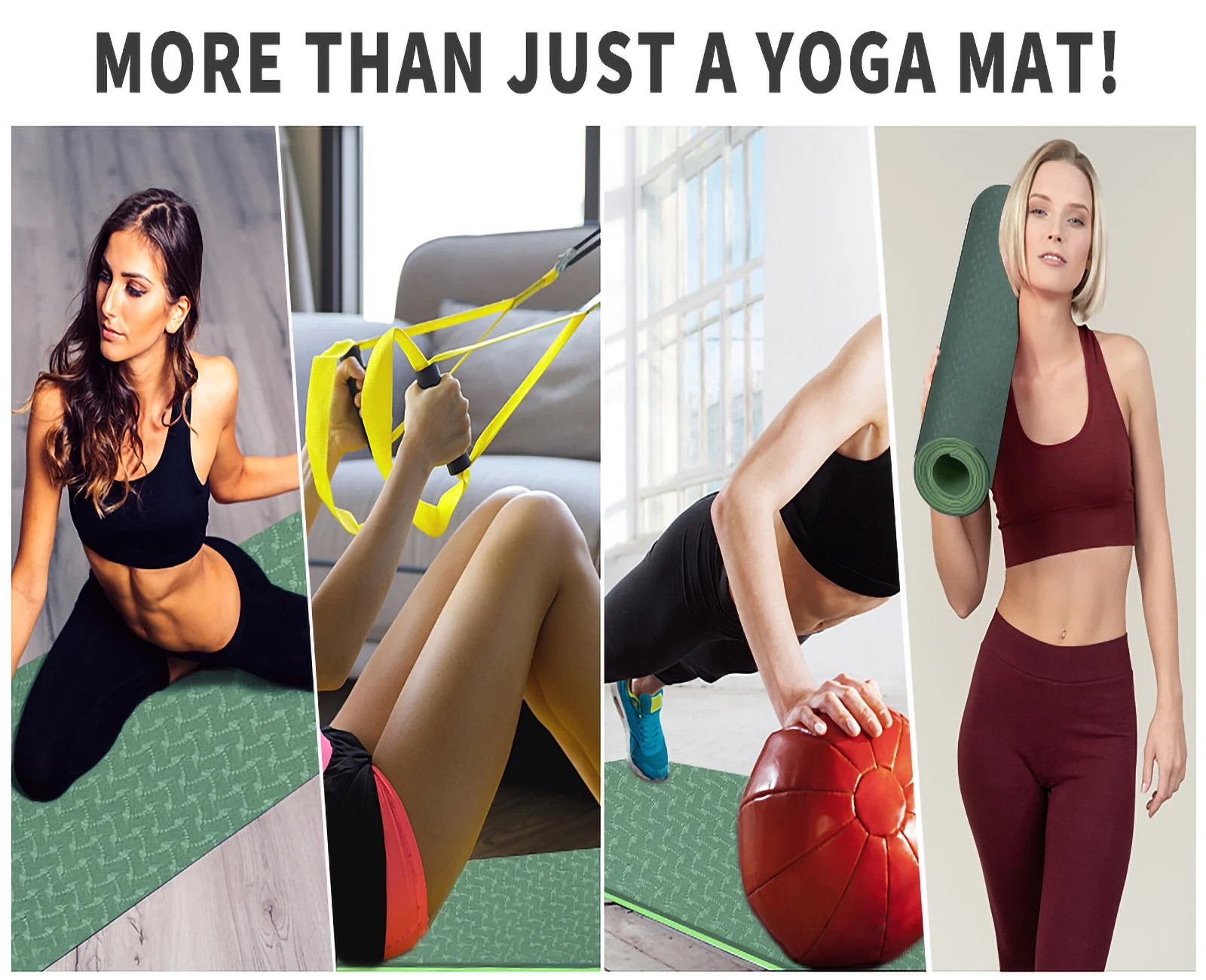 Yoga Mat 72 X 24” Exercise Mats 8Mm TPE Non-Slip Extra Thick High-Density Eco F