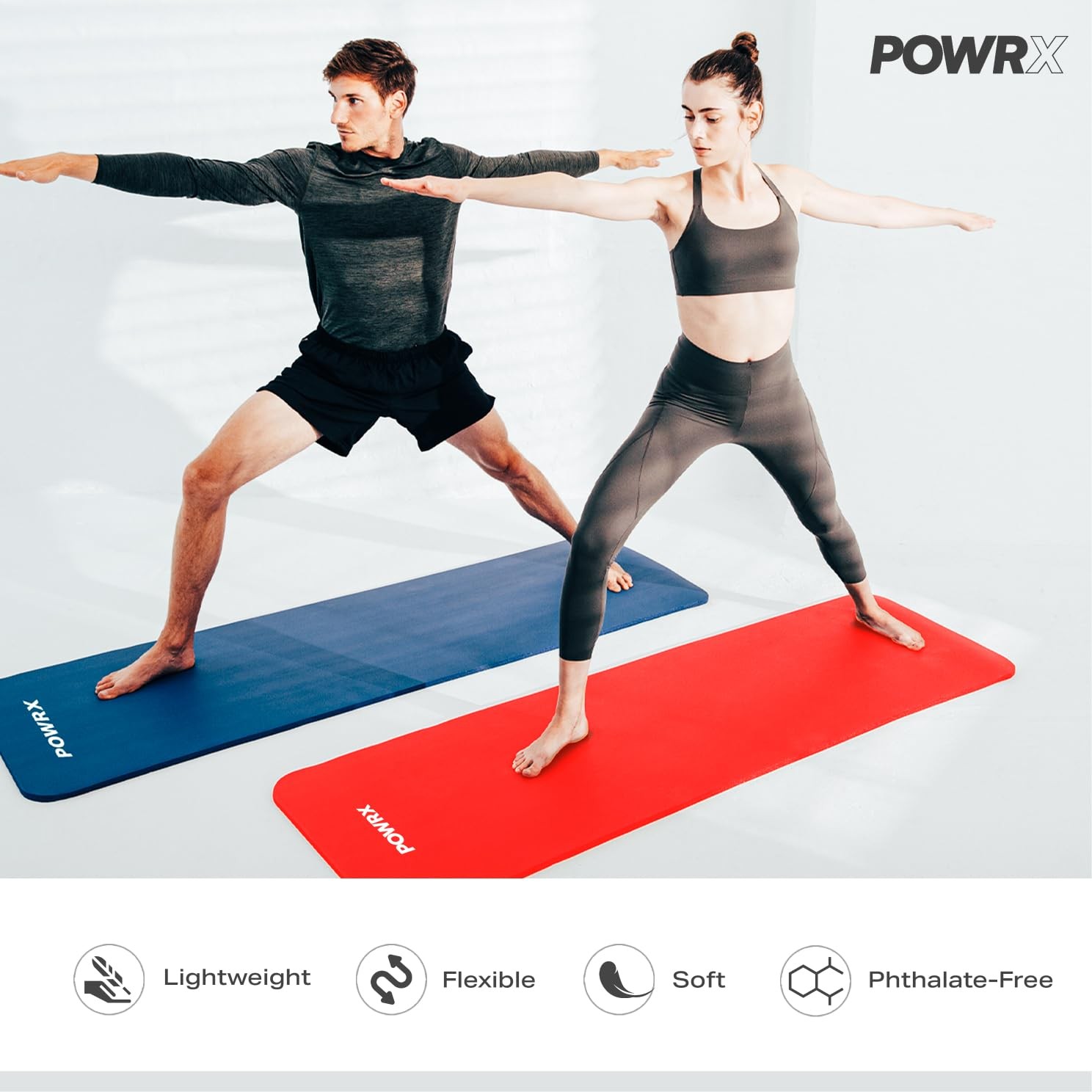 1/2″ Thick Yoga Mat – Set of 3 Exercise Mats in 3 Width Options with Carry St…