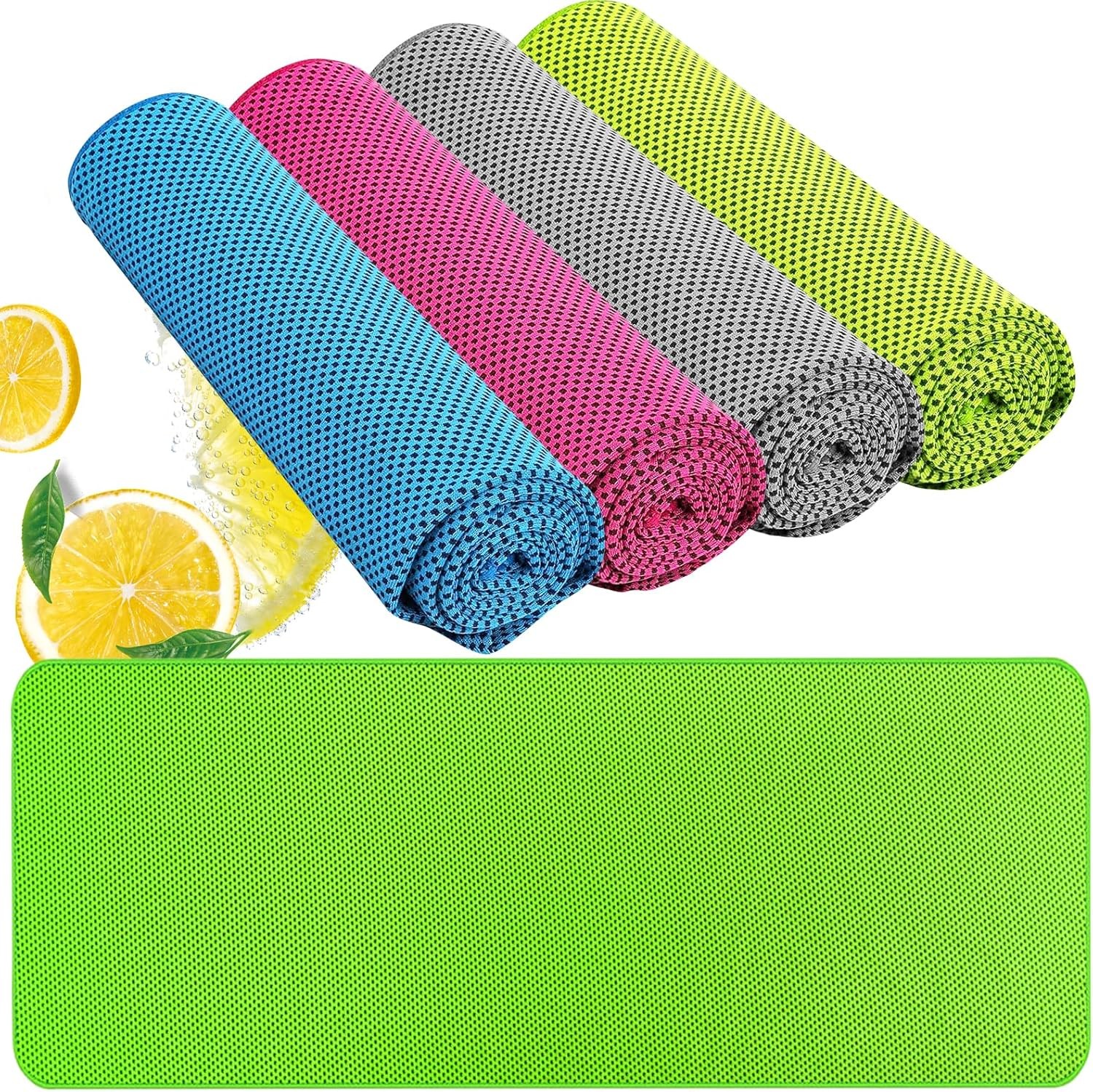 Cooling Towels for Neck/Face Ice 40 inches x 12 inches, Blue/Pink/Grey/Green