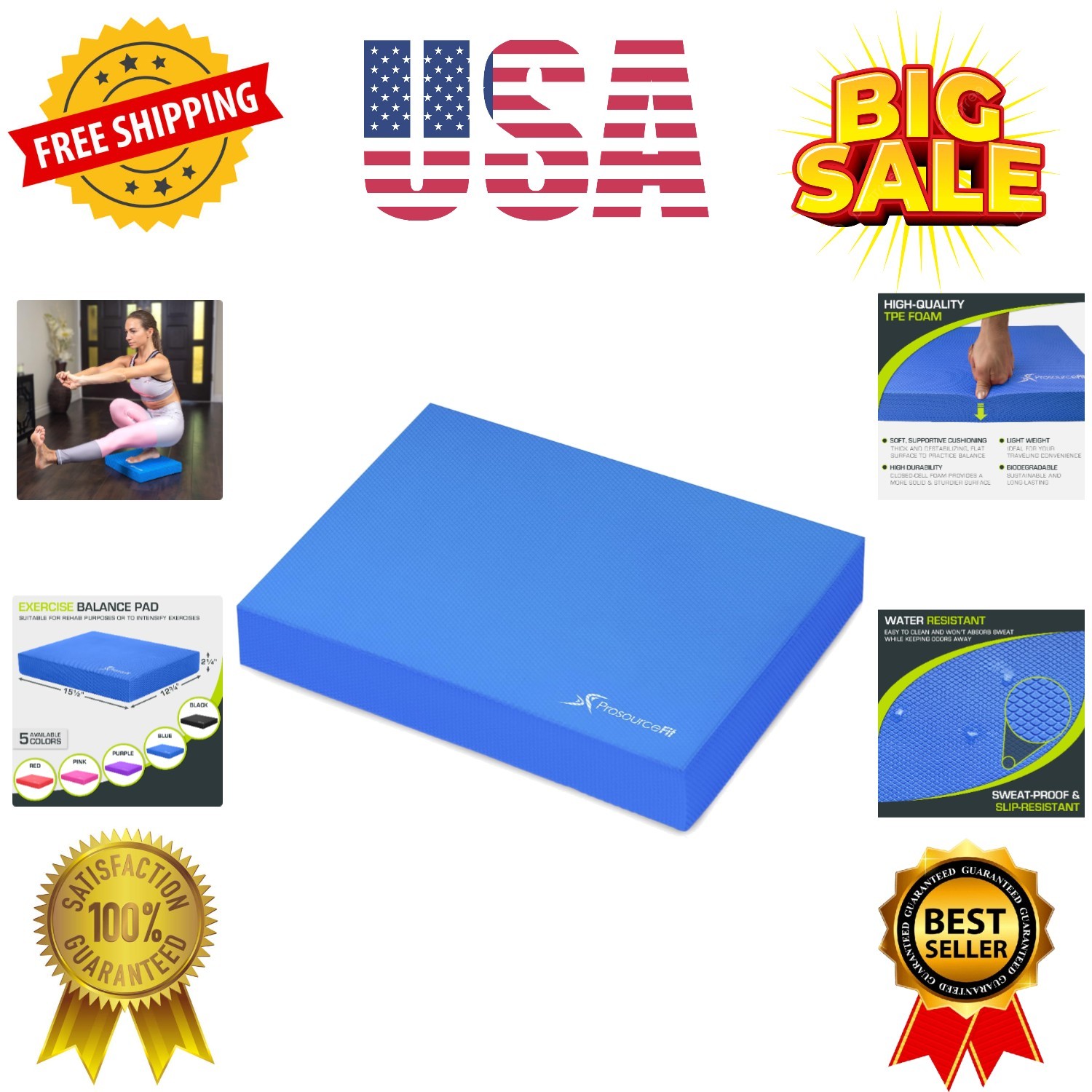 Exercise Balance Pad, Non-Slip Cushioned Foam Mat & Knee Pad for Fitness and …