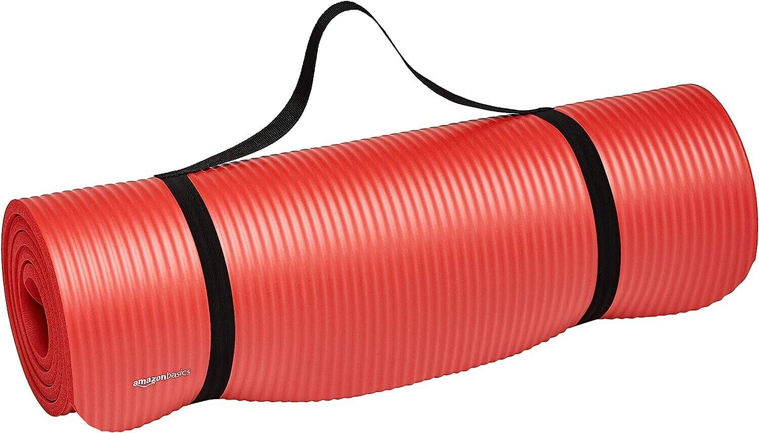 New Amazon Basics 1/2-Inch Extra Thick Exercise Yoga Mat W/ Carrying Strap (Red)
