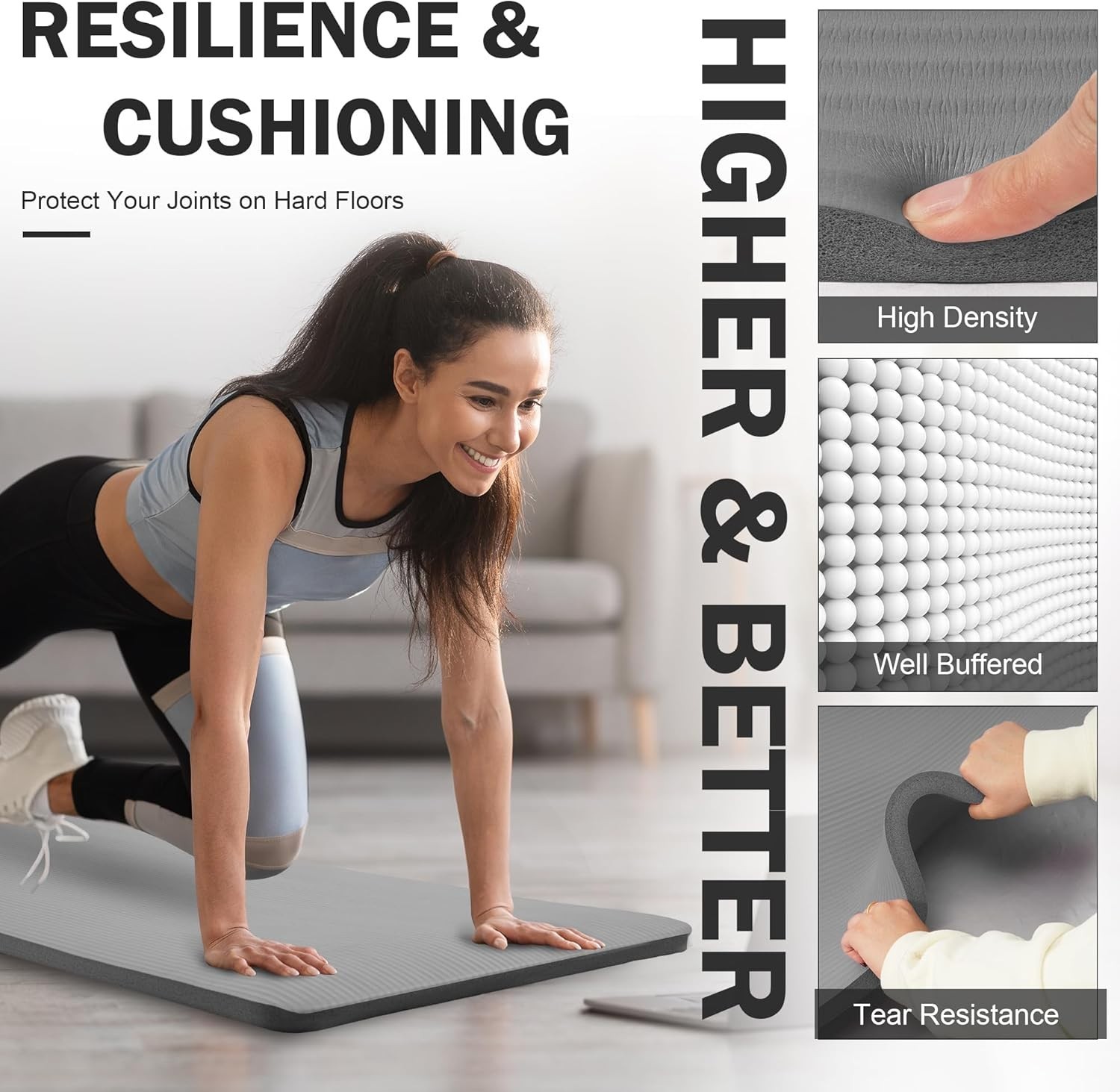 1-Inch High-Density Yoga Mat 71×24″ – Non-Slip & Portable Roll-Up Design