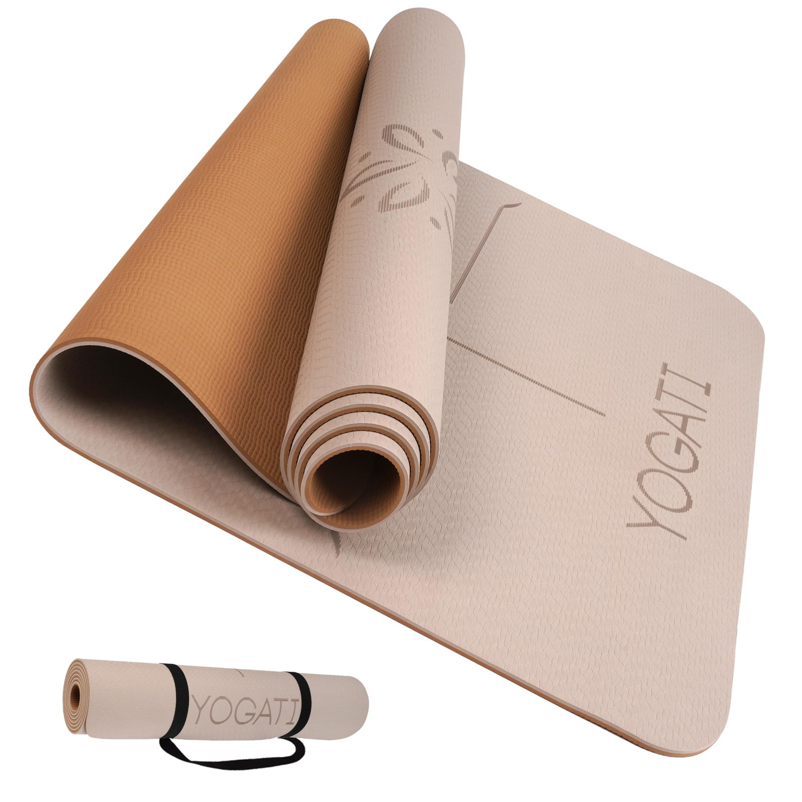 YOGATI® Non Slip Yoga Mat with Alignment Lines. Home Workout Mat for Women, M…