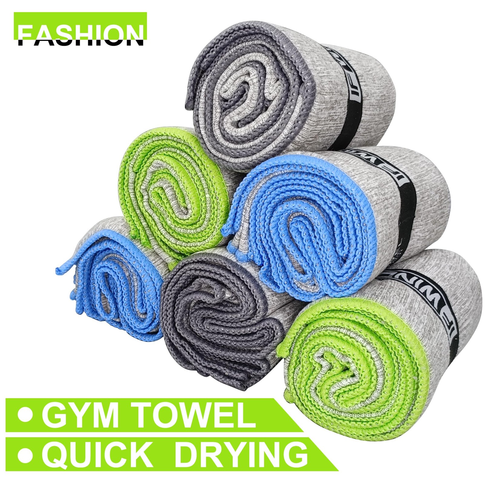 IFWIND 10 Pack Microfiber Gym Towels for Working Out，Fast 31″ x 15.5″, Gray